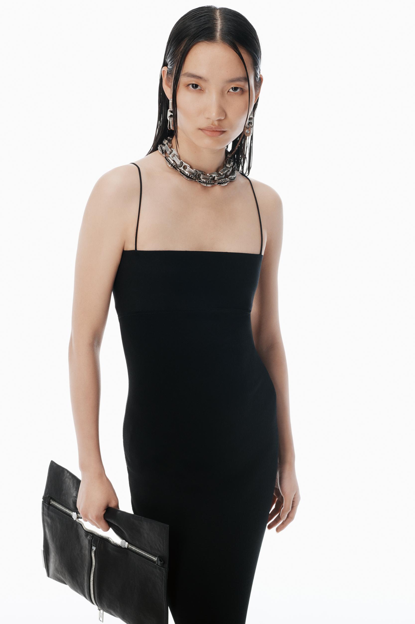 Black Logo Jacquard Slip Dress Product Image