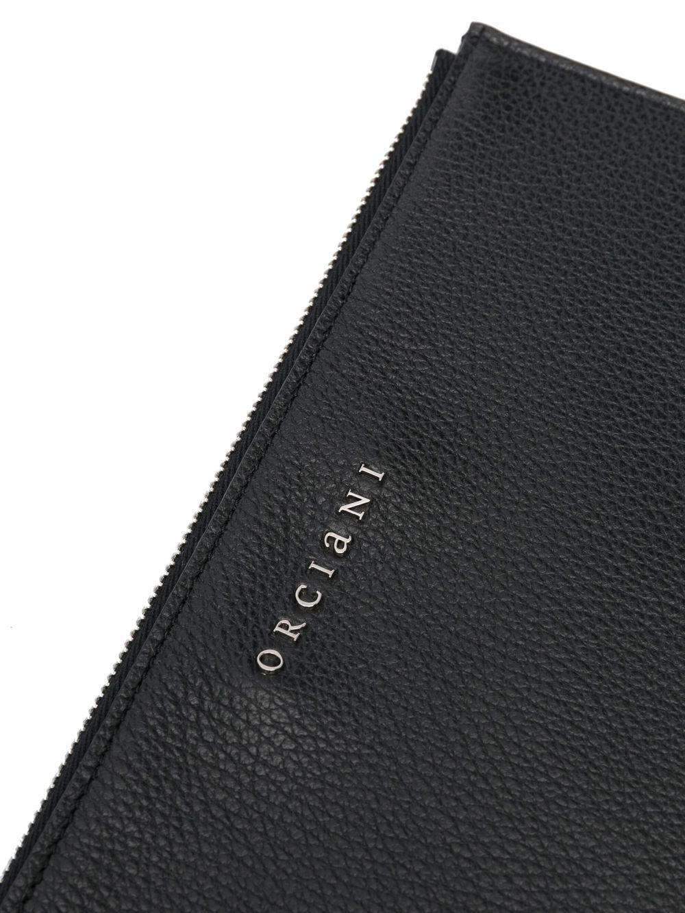 logo-lettering leather clutch bag Product Image