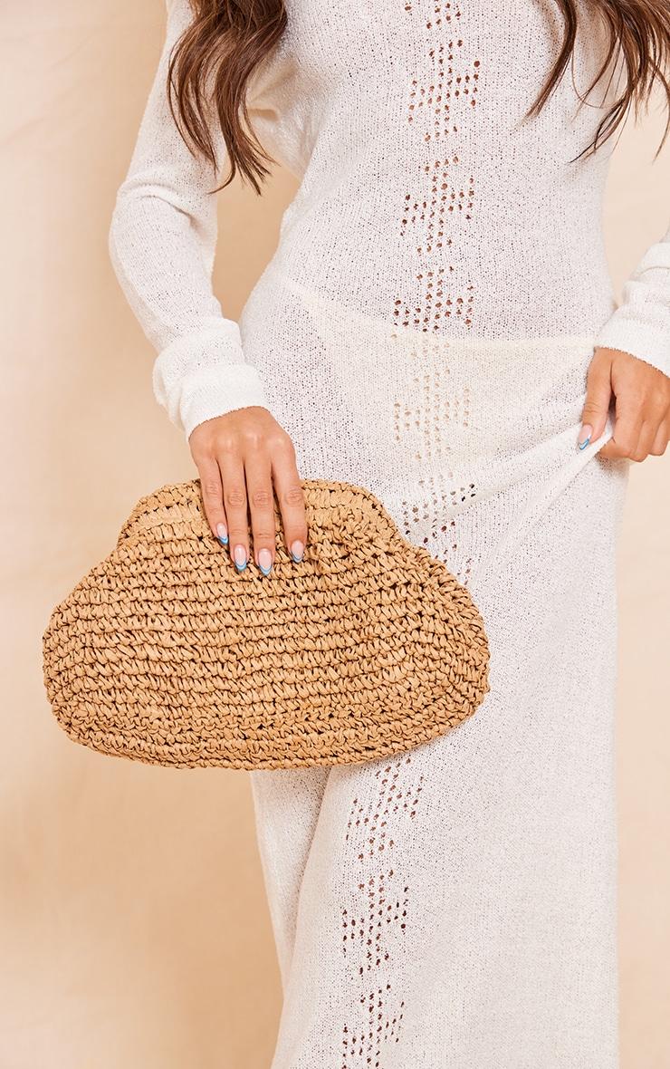 Natural Raffia Slouchy Clutch Product Image