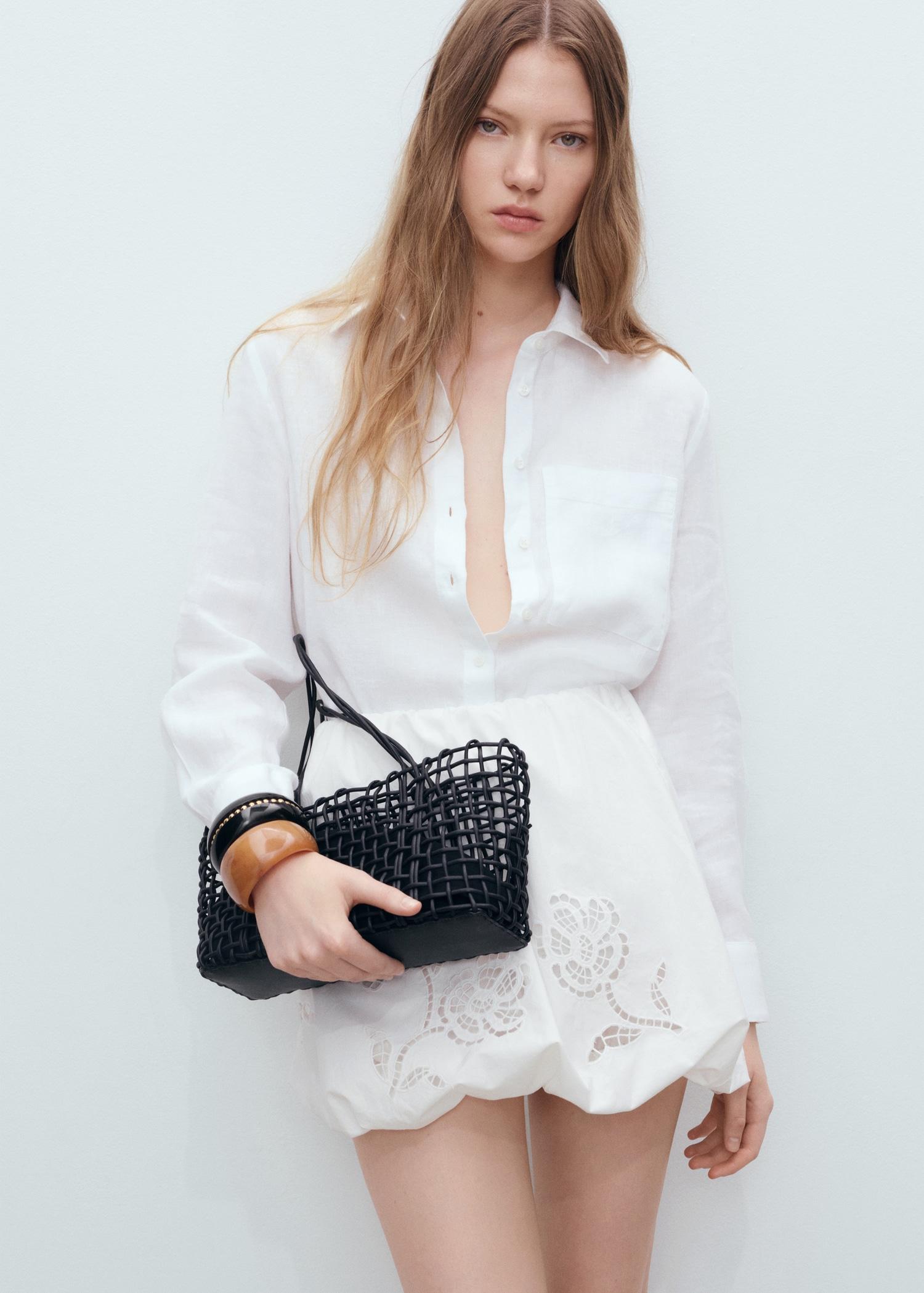 Embroidered balloon skirt - Women | MANGO USA Product Image