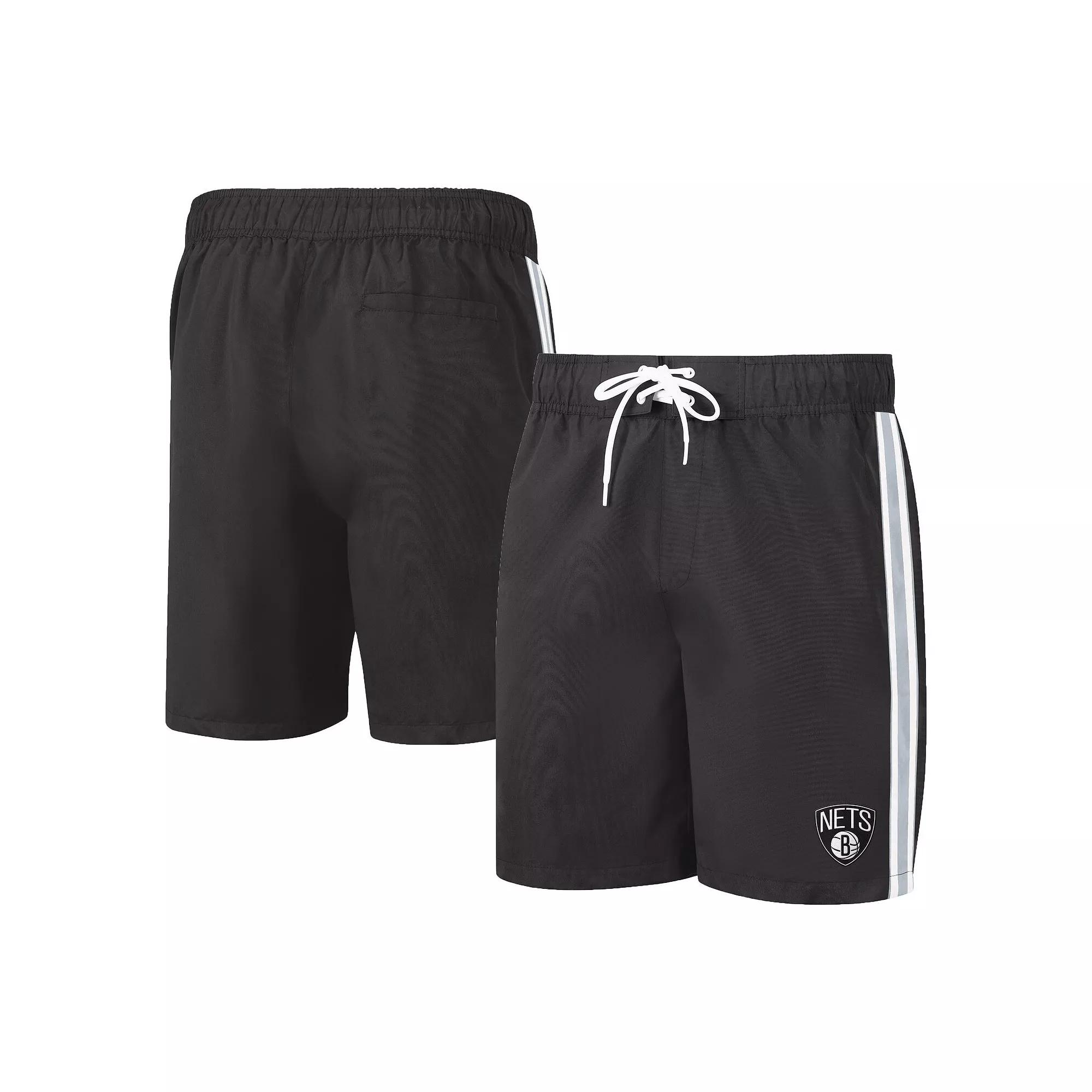 Men's G-III Sports by Carl Banks Black/Gray Brooklyn Nets Sand Beach Volley Swim Shorts, Size: Medium Product Image