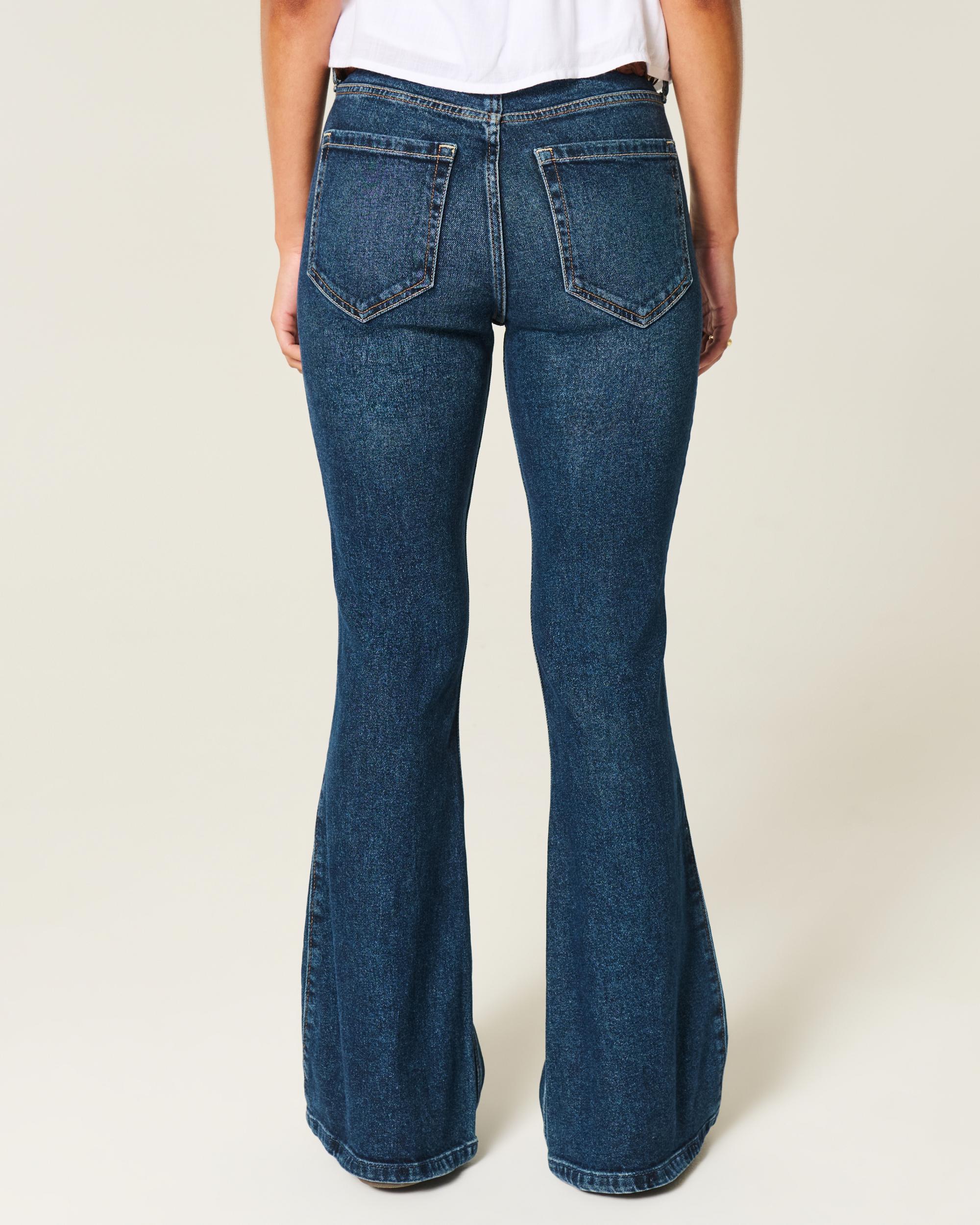 High-Rise Dark Wash Flare Jeans Product Image