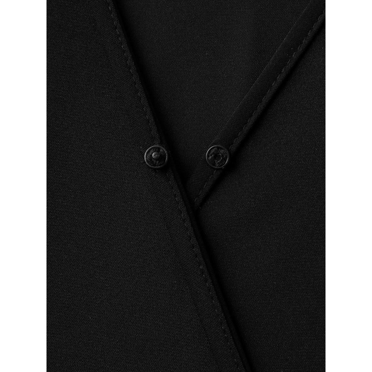 Plus Size Black Sheer Stretchy Waist Belted Solid Jumpsuit Women Office Half Sleeve Overlap Collar Office Loose Jumpsuits BloomChic 18-20/2X Product Image