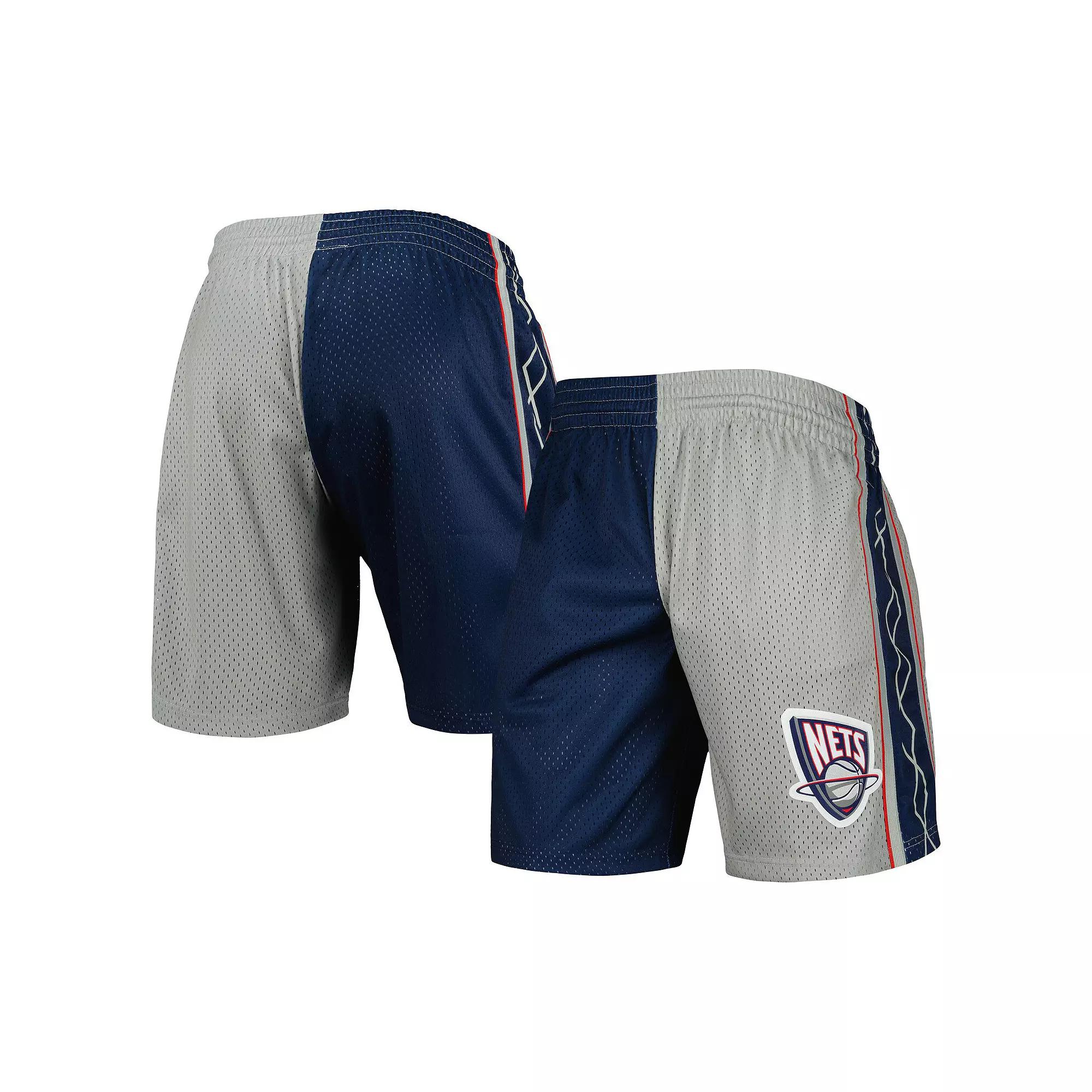 Men's Mitchell & Ness Navy/Silver New Jersey Nets Hardwood Classics 2006 Split Swingman Shorts, Size: Large, Nba Blue Product Image