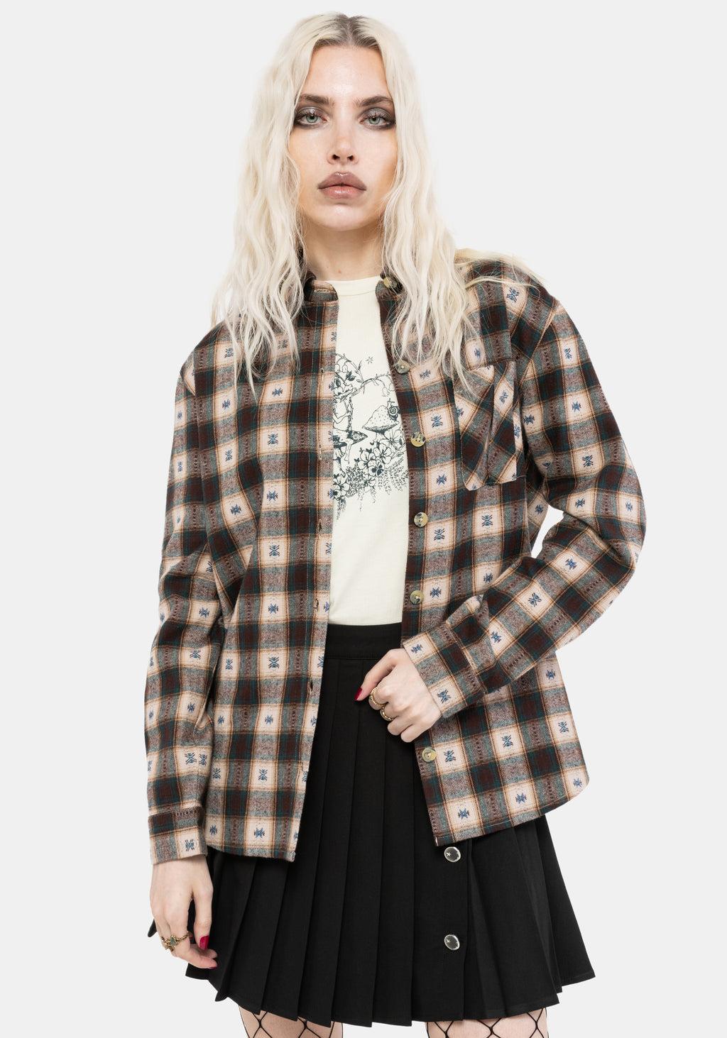 Emily Cotton Check Oversized Longline Shirt Product Image