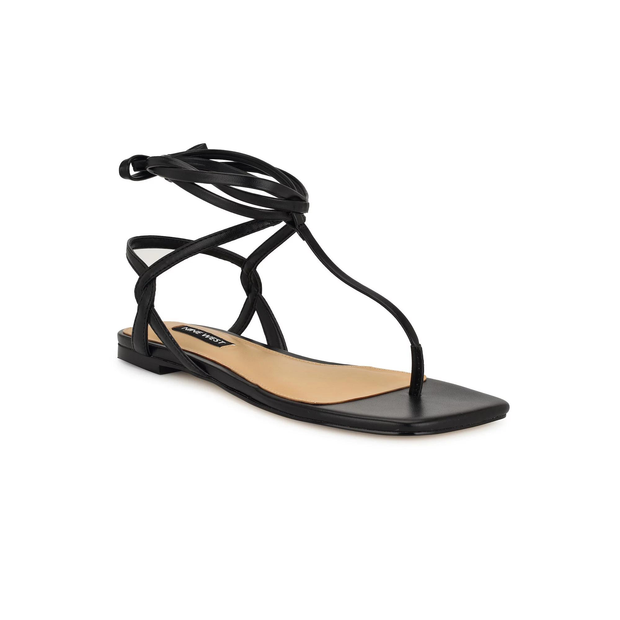 Nine West Norta Square Toe Casual Women's Flat Sandals, Size: 9, Black Product Image