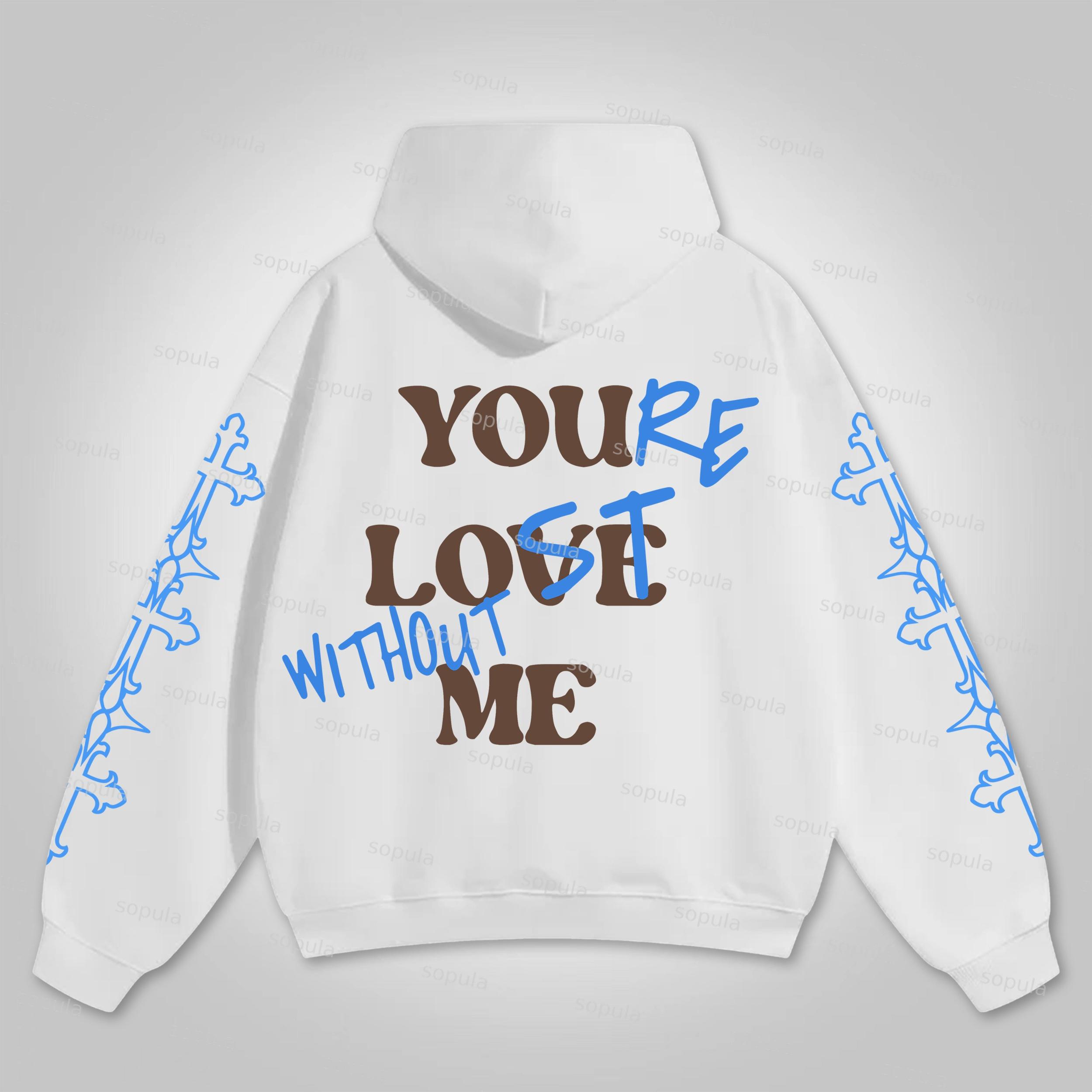 Your Lost Without Me Puff Print Graphic Zip-Up Hoodie Product Image