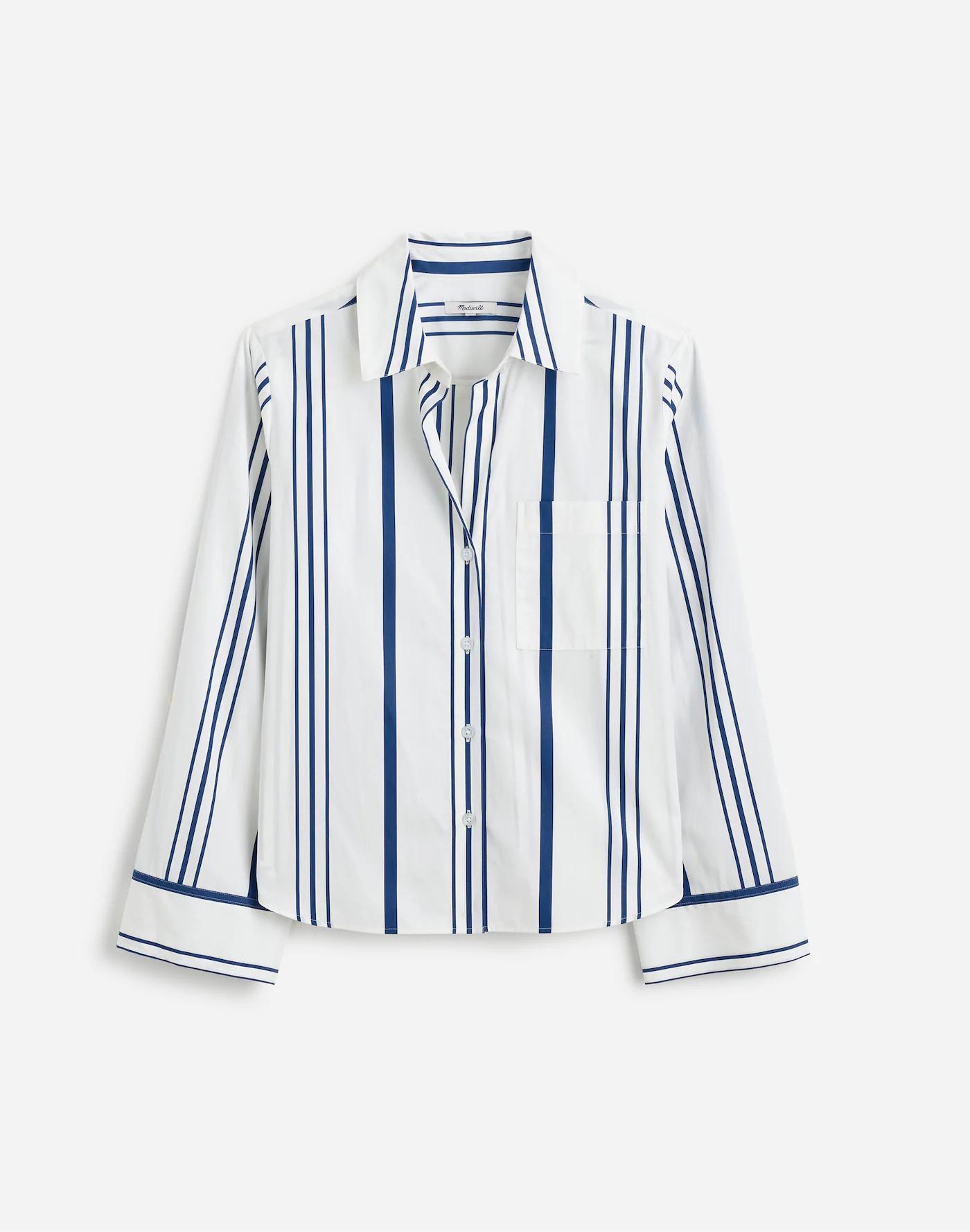 Poplin Easy Y-Neck Button-Up Shirt Product Image
