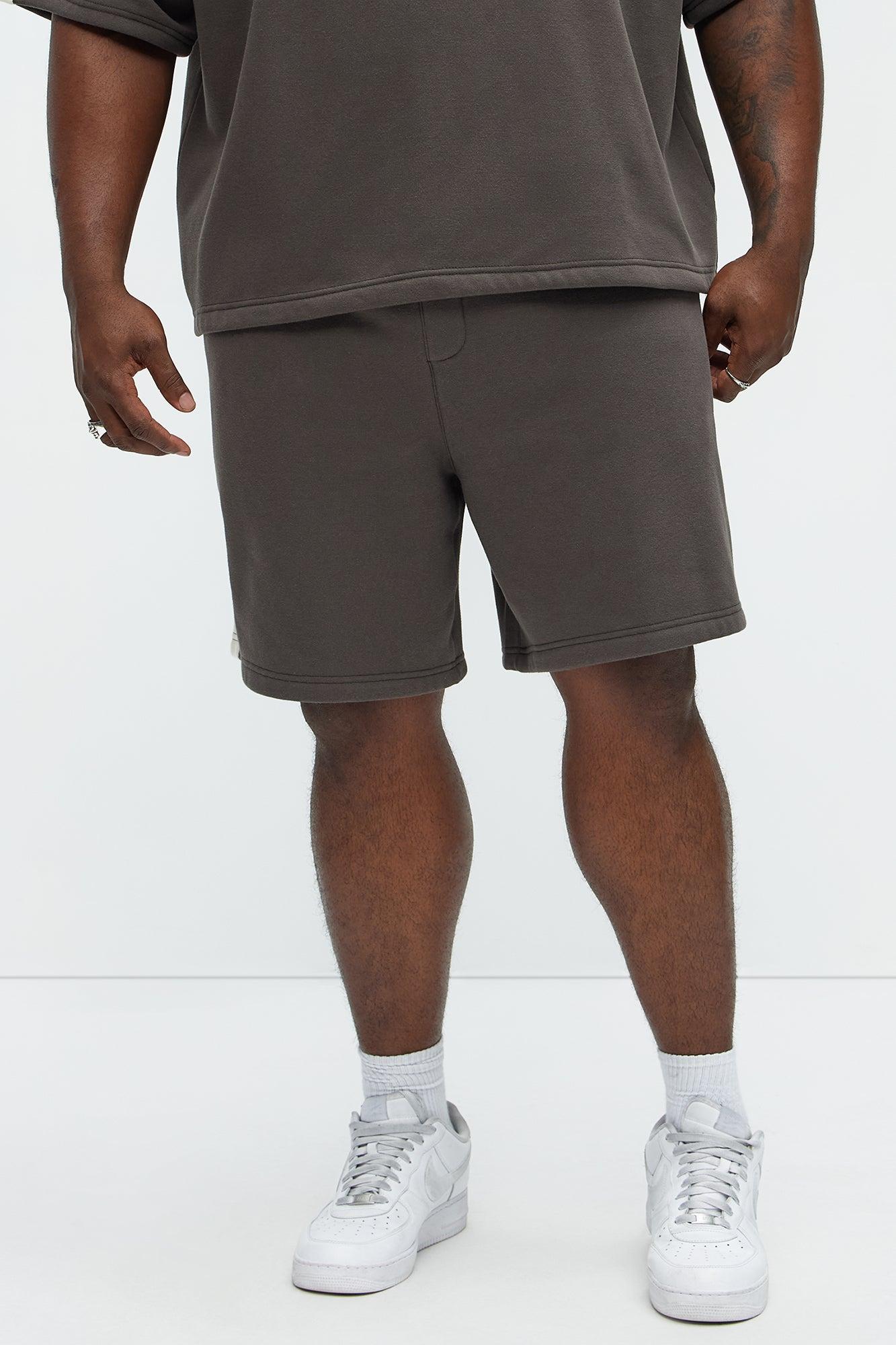 Tyson Oversized Heavyweight Striped Shorts - Olive Product Image