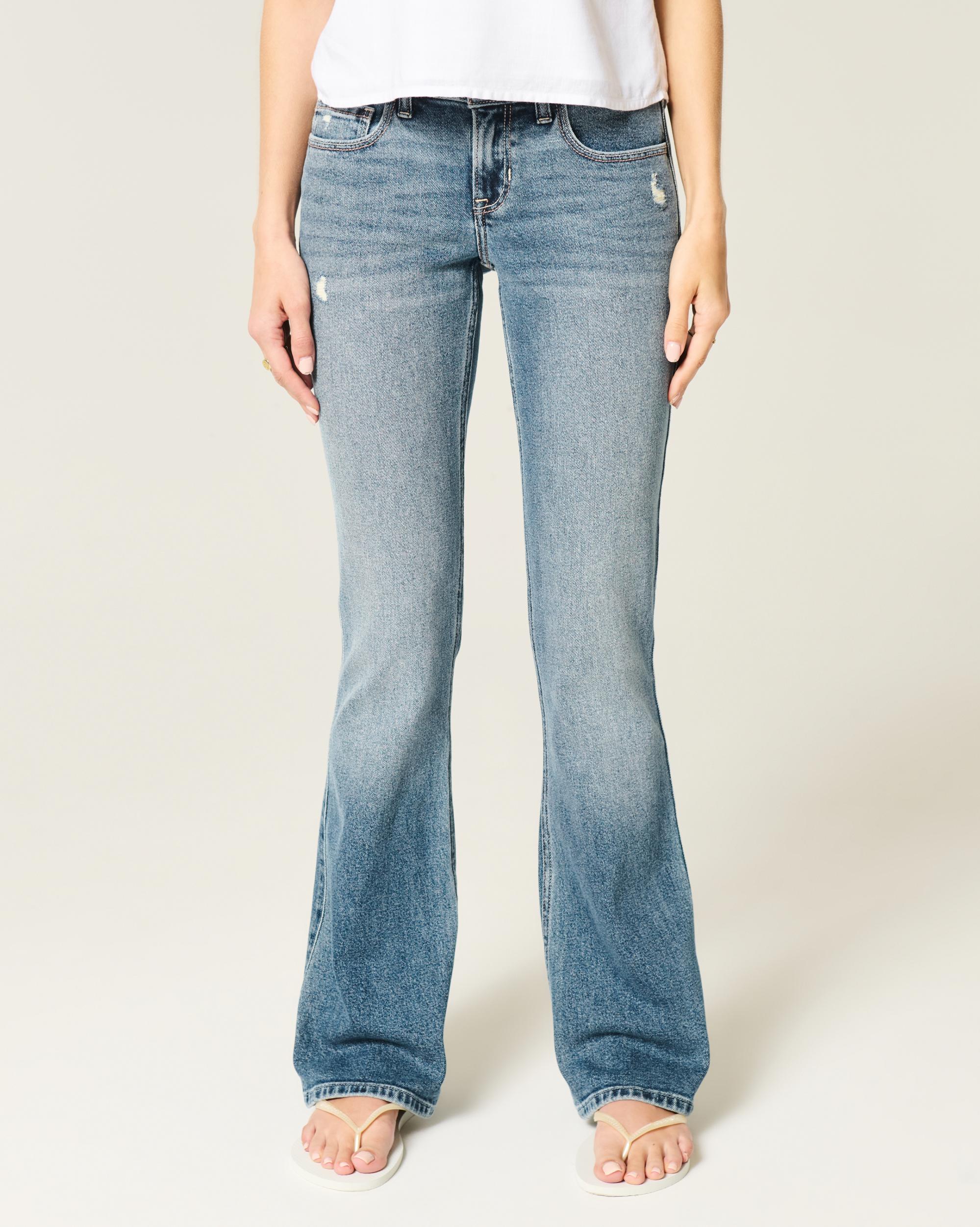 Low-Rise Distressed Medium Wash Boot Jeans Product Image