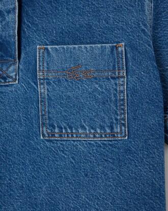 Oversized Denim Polo Shirt Product Image