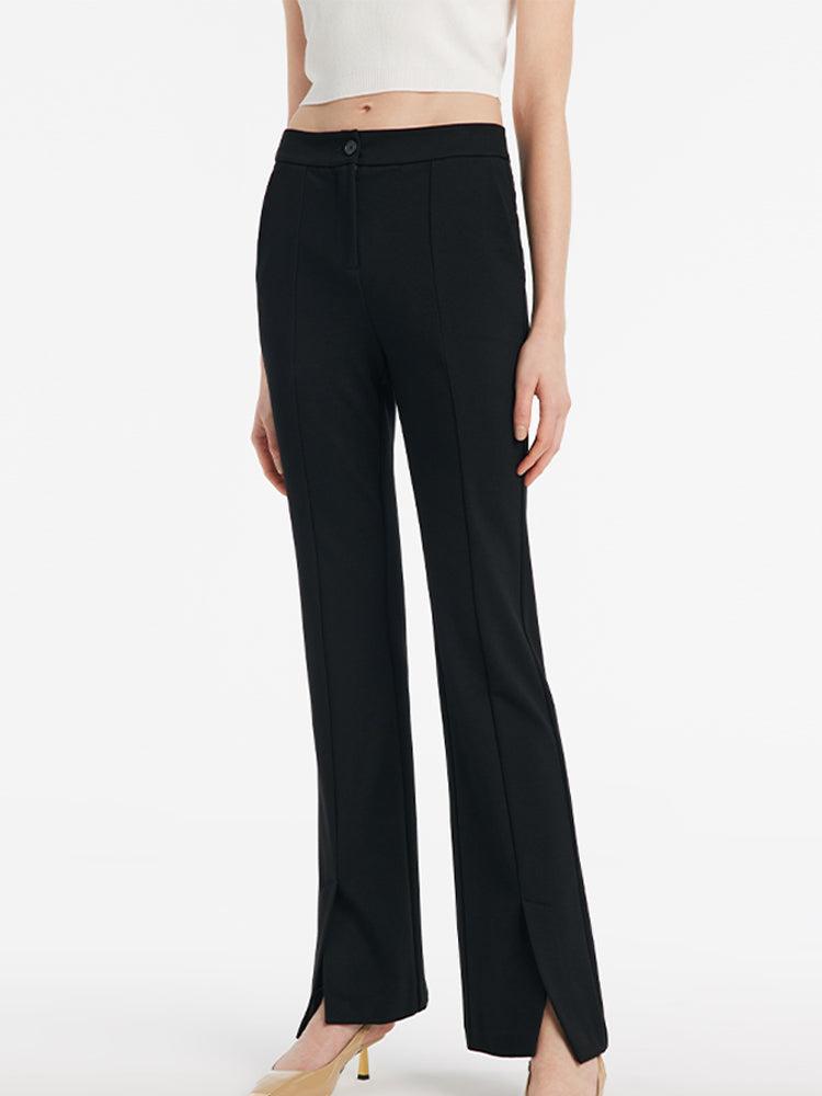 Mid-Rise Slit Micro-Flared Women Pants Product Image
