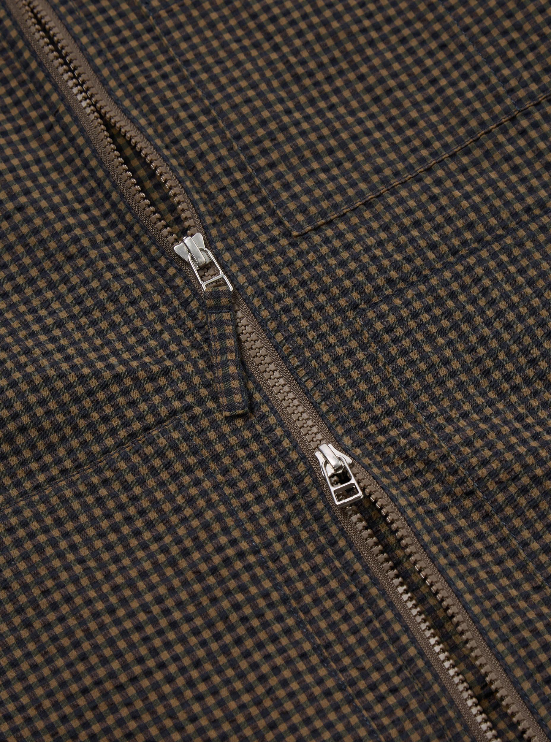 Universal Works Zip Uniform Jacket in Navy Japanese Seersucker Product Image