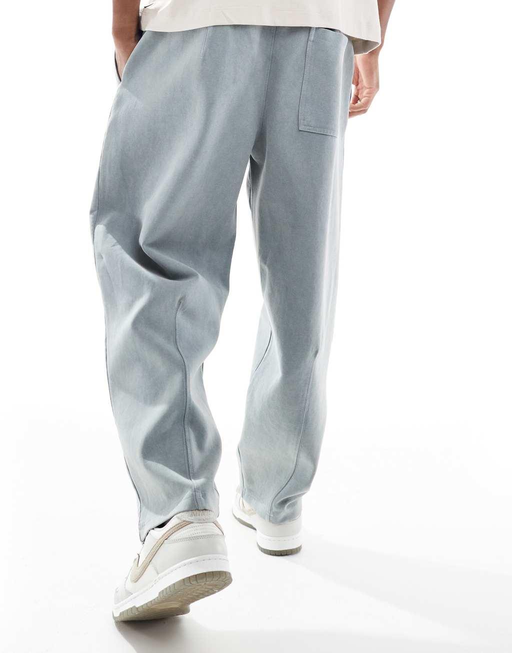 Pull&Bear washed wide leg sweatpants in gray Product Image