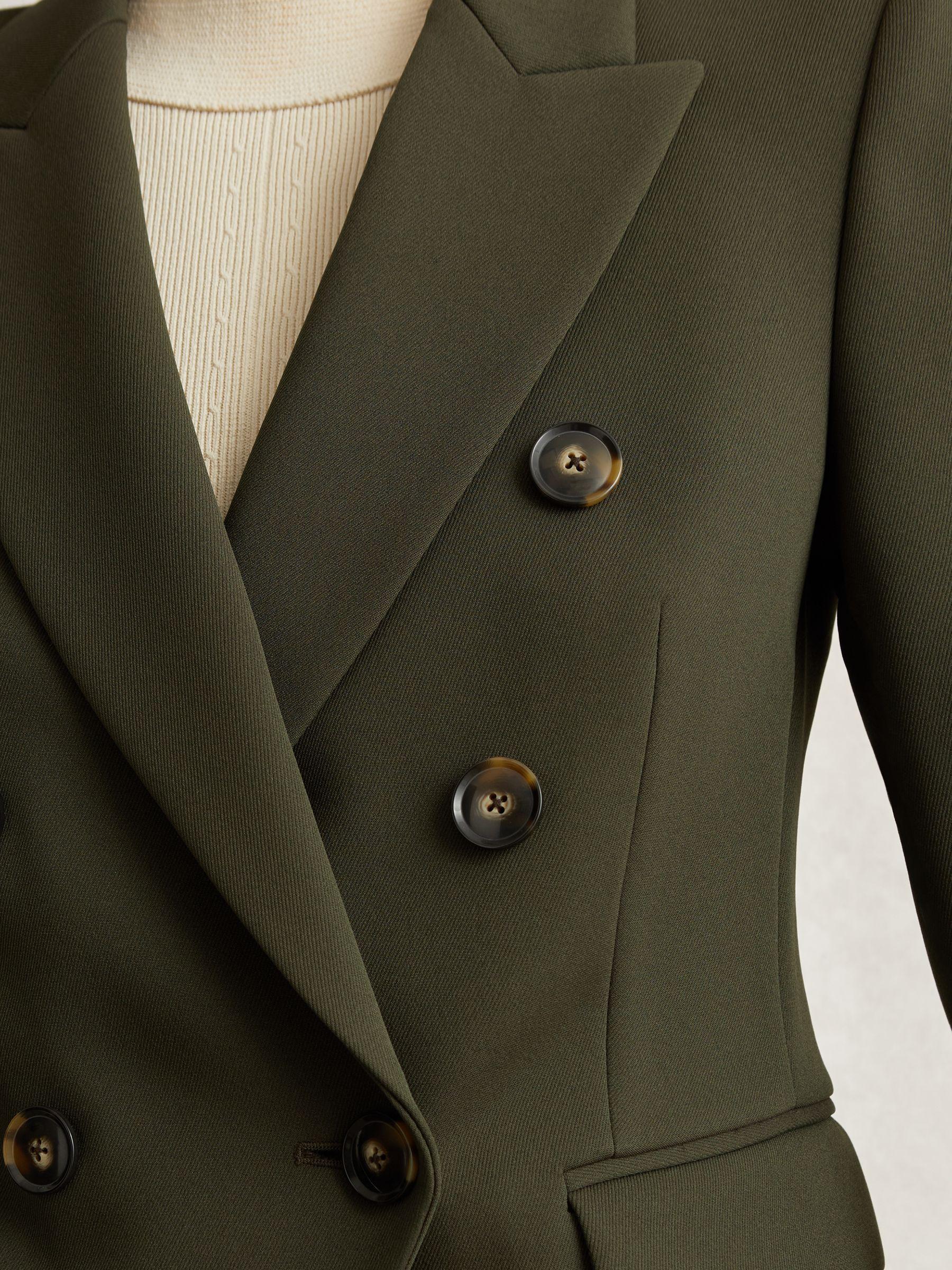 Twill Double-Breasted Blazer in Green Product Image
