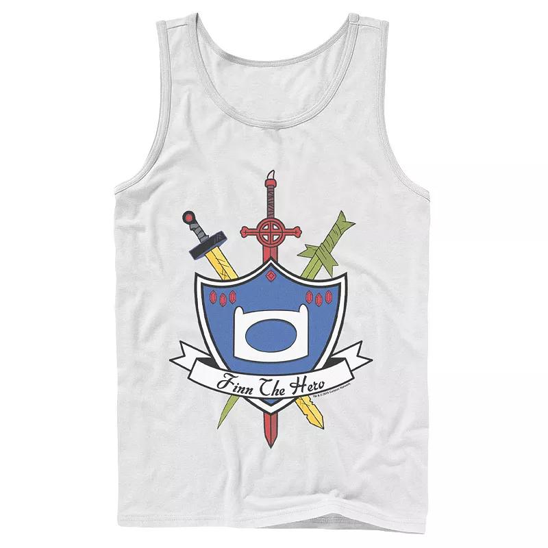 Men's Cartoon Network Adventure Time Finn the Hero Sword and Shield Banner Tank Top,  Product Image