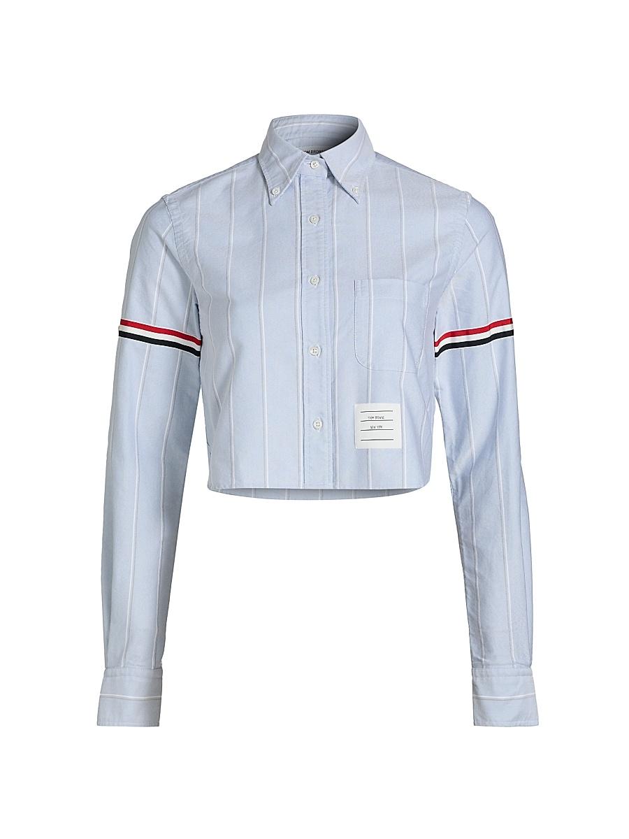Womens Shadow Stripe Cropped Oxford Shirt Product Image
