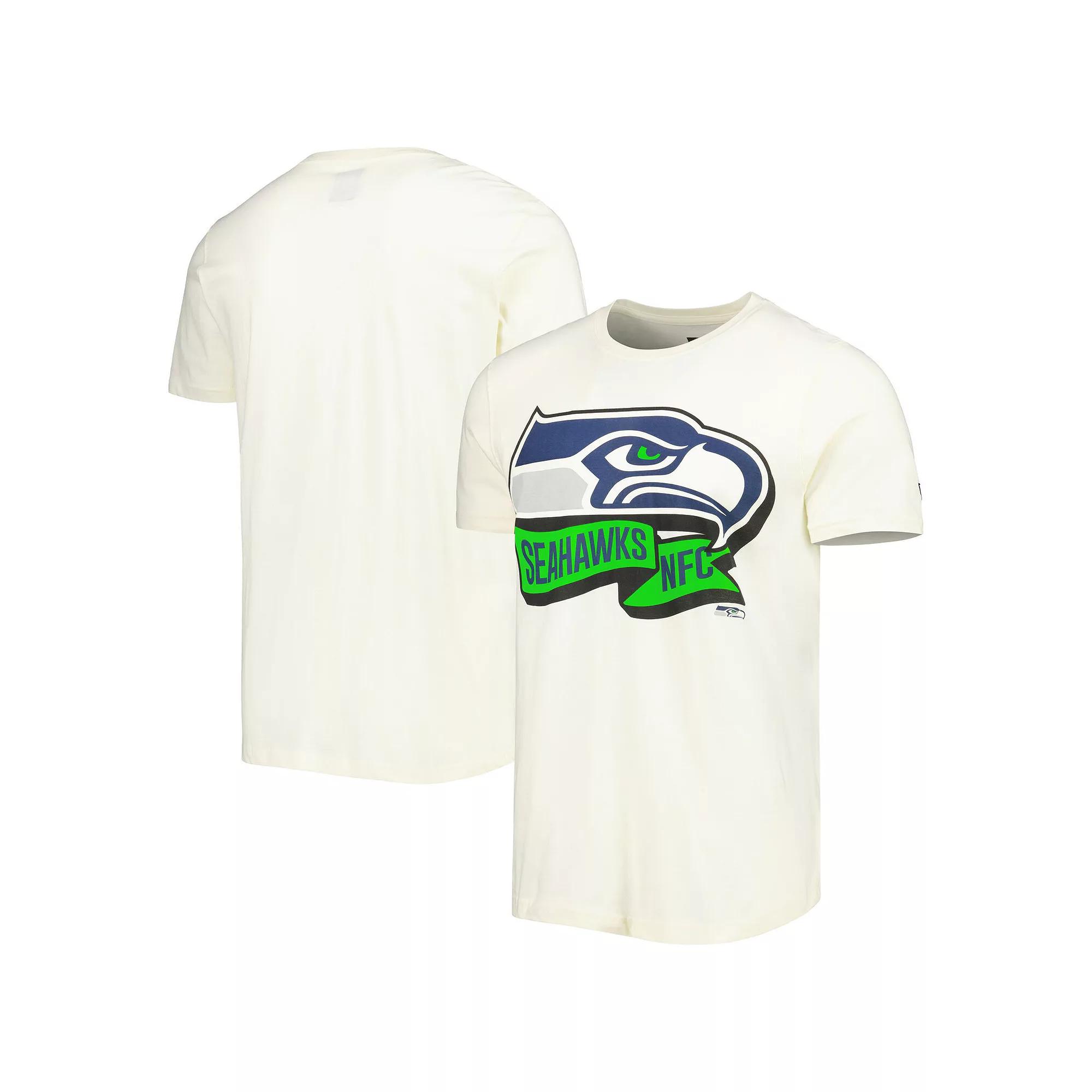 Men's New Era Cream Seattle Seahawks Sideline Chrome T-Shirt,  Product Image