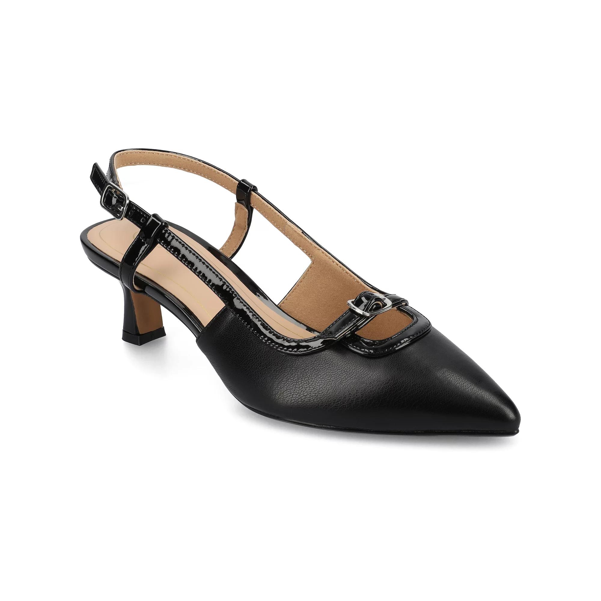 Journee Padma Women's Pointed Toe Kitten Heel Slingback Pumps,  Product Image