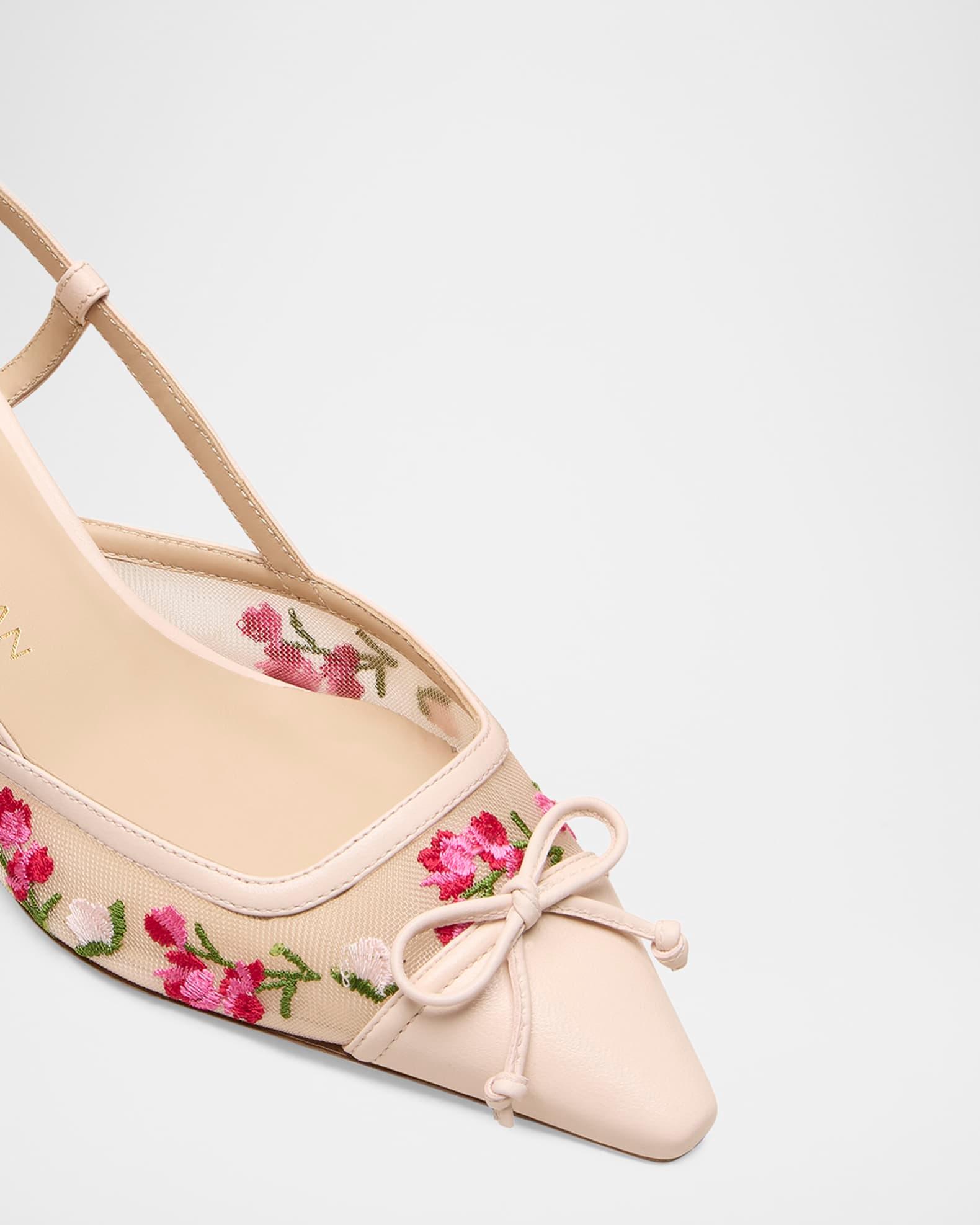 Kitty Embroidered Slingback Pumps Product Image