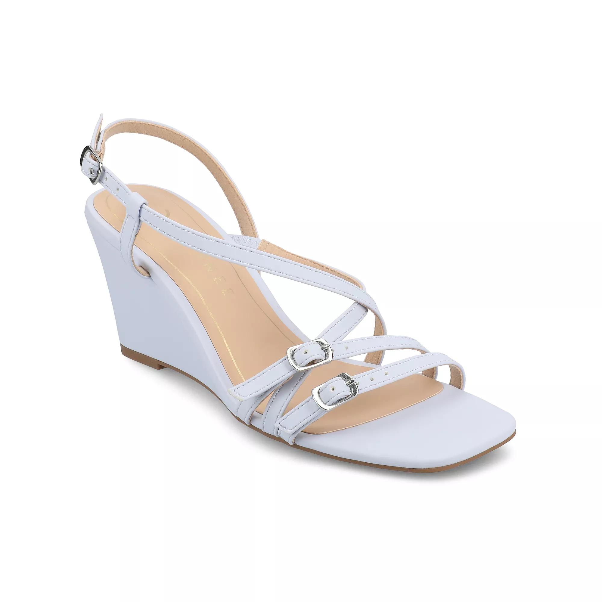 Journee Clinne Women's Multi Strap Wedge Sandals,  Product Image