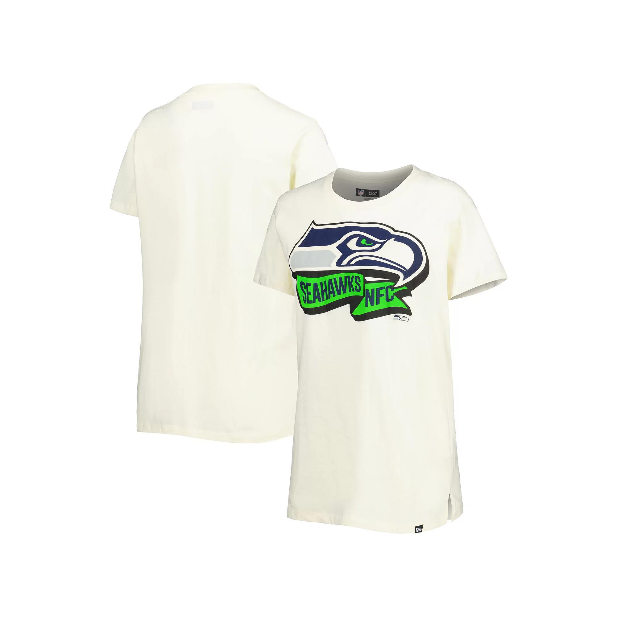 Women's New Era Cream Seattle Seahawks Chrome Sideline T-Shirt,  Product Image