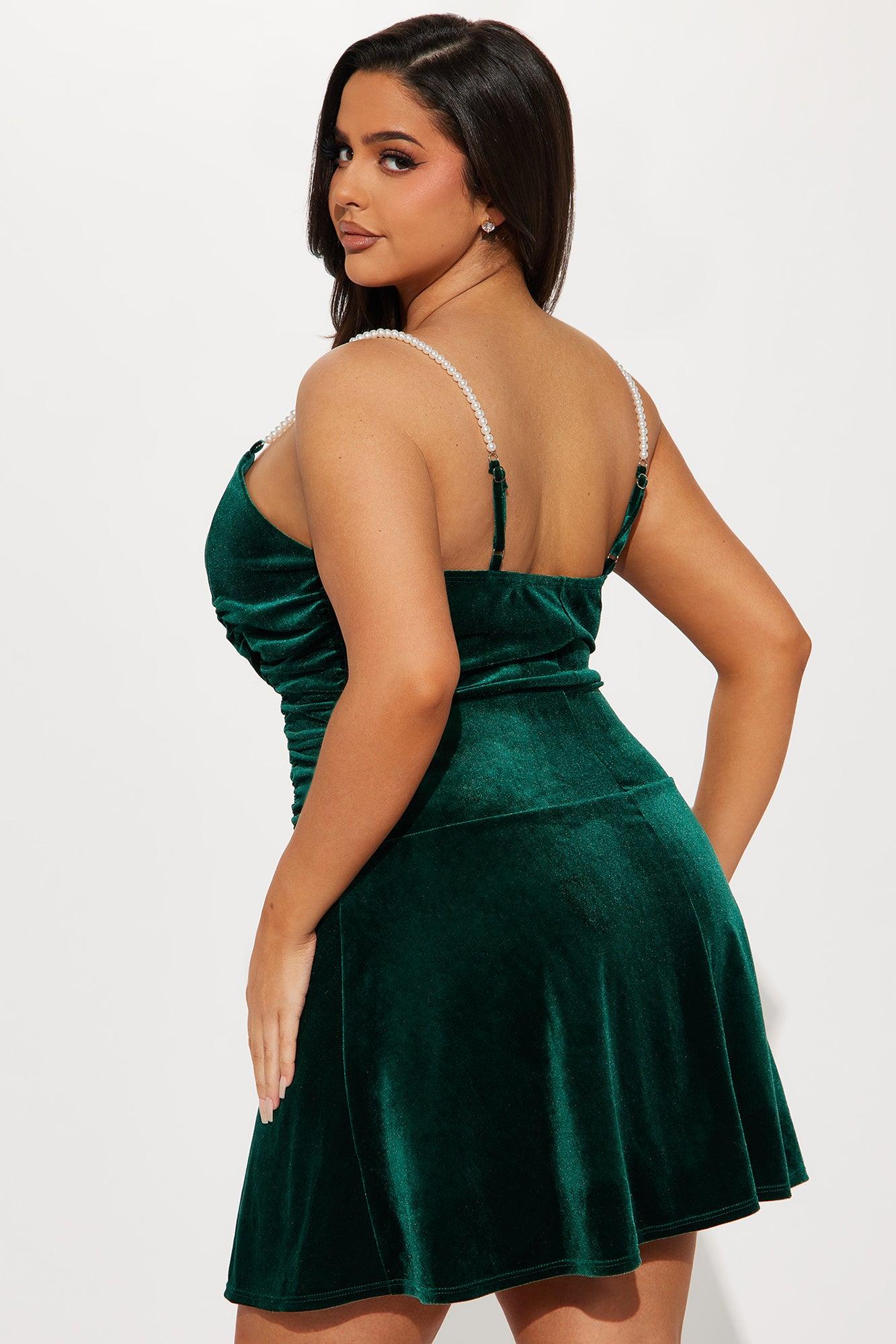 Perla Velvet Mini Dress - Hunter Product Image