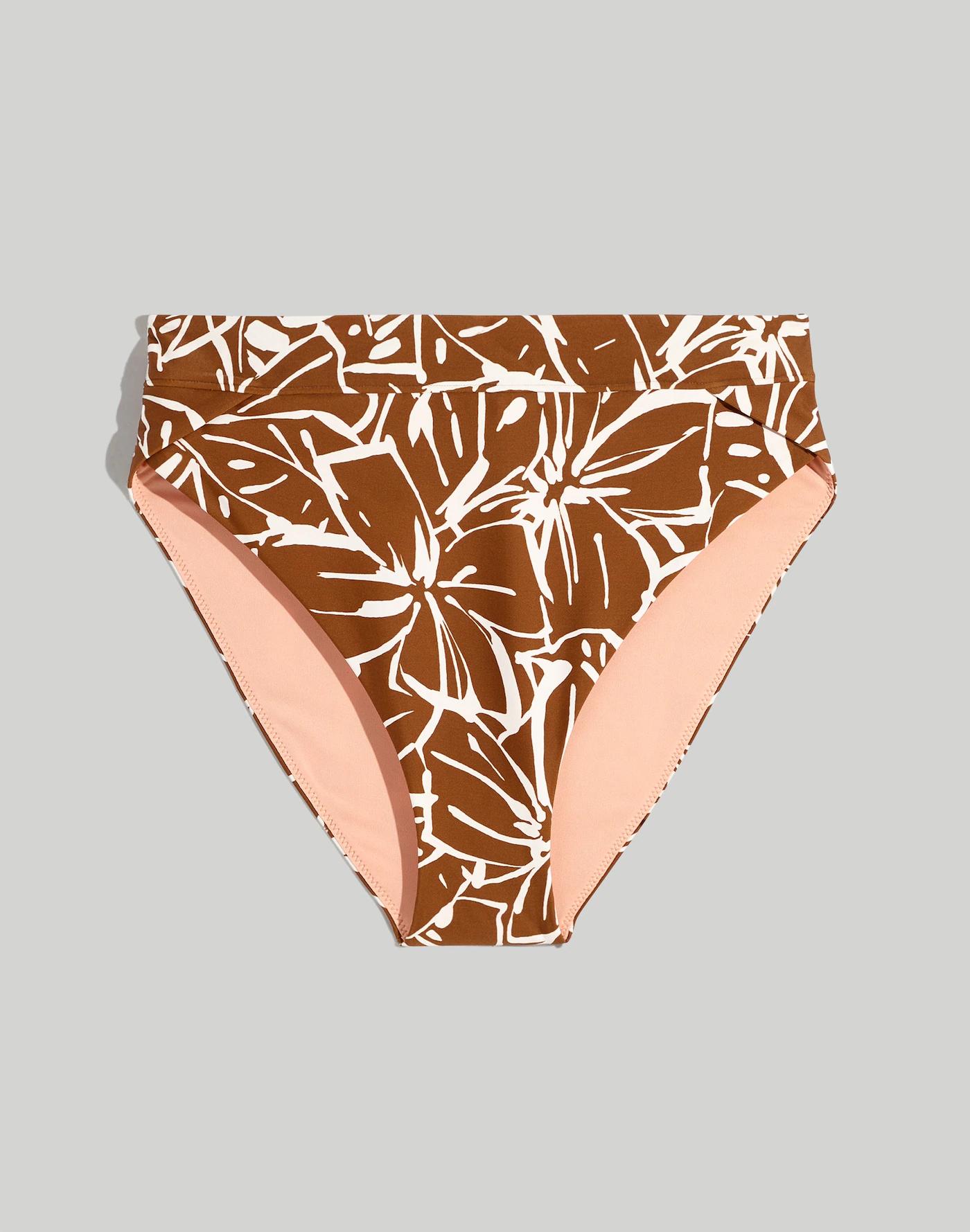 High-Rise Crossover Bikini Bottom in Abstract Flora Product Image
