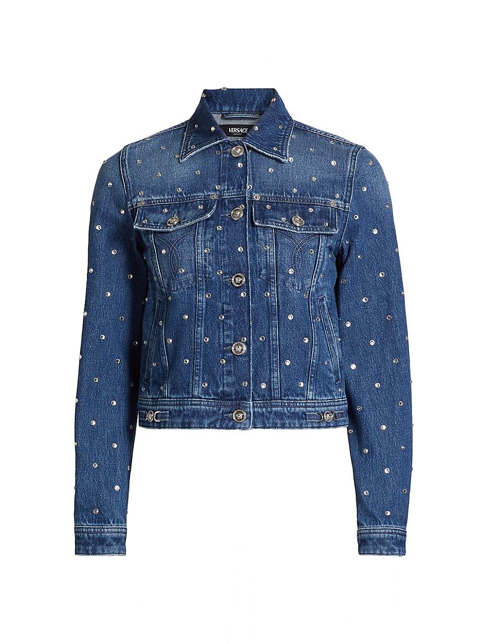 Womens Crystal Embroidery Denim Jacket Product Image