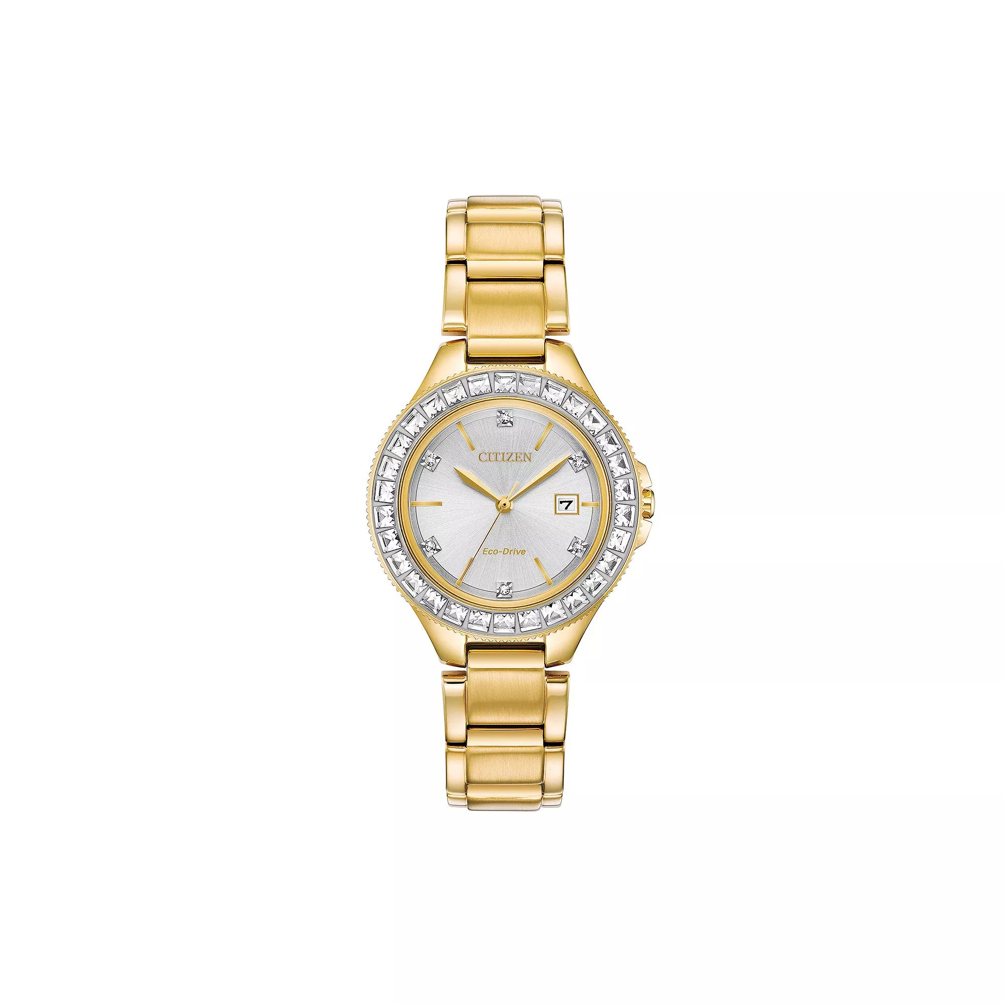 Citizen Eco-Drive Womens Crystal Accent Stainless Steel Watch - FE1192-58A Gold Tone Product Image