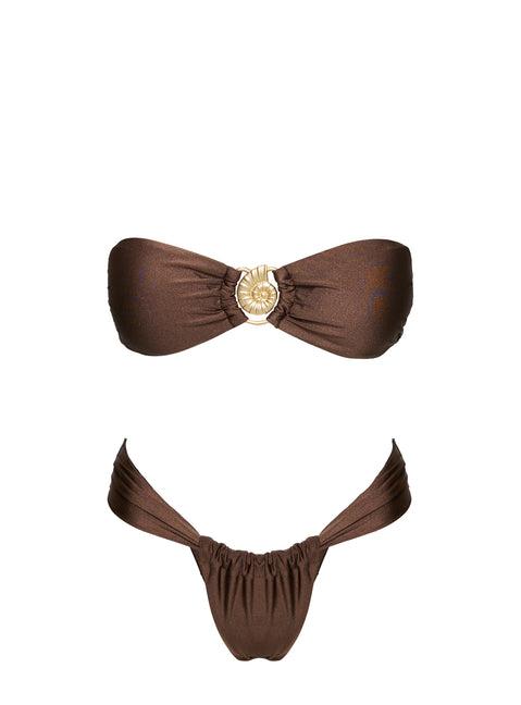 Elaila Bandeau Bikini Top Brown Product Image