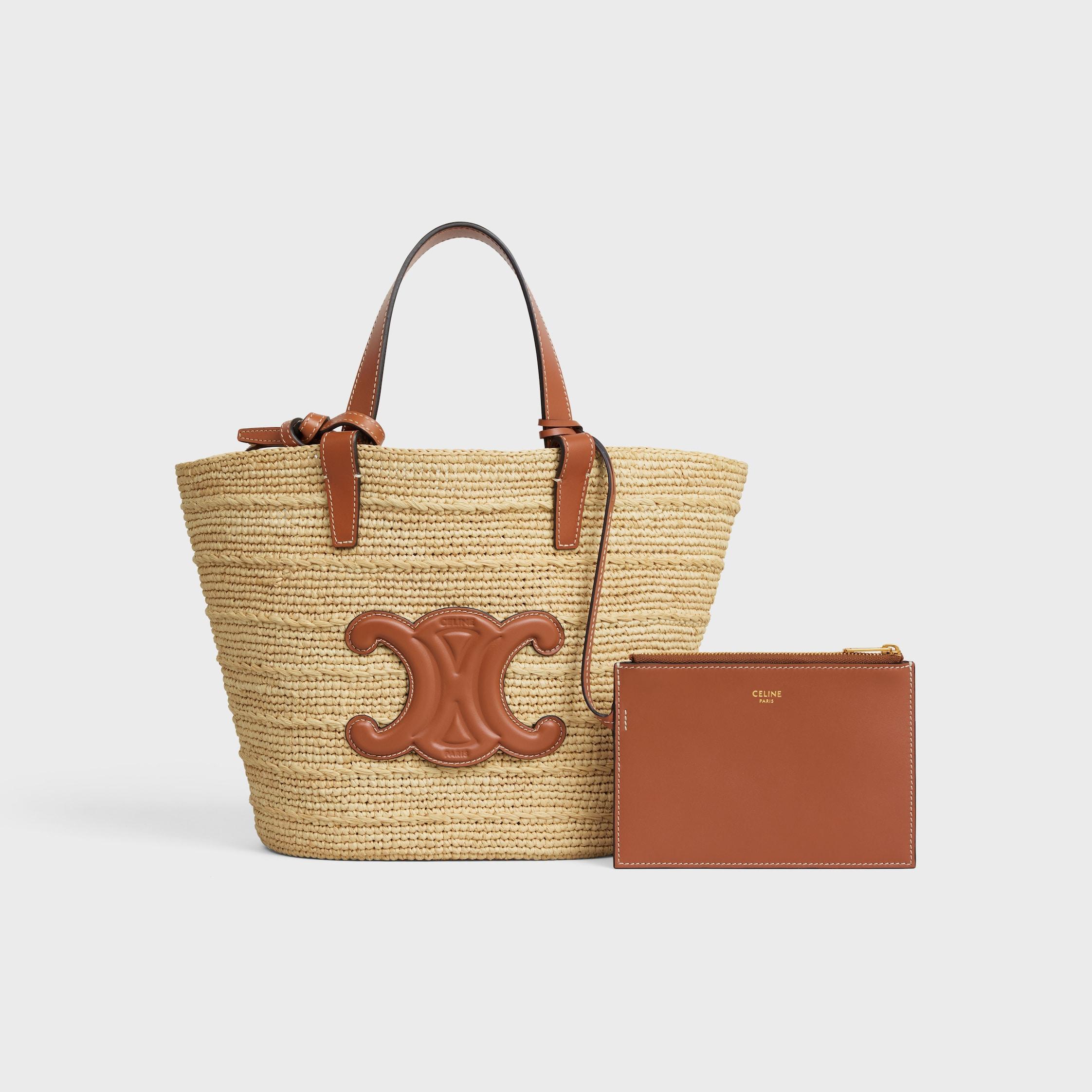 TEEN SUPPLE CELINE CLASSIC PANIER IN Raffia and calfskin Product Image