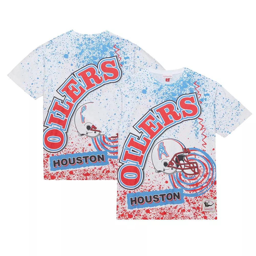 Men's Mitchell & Ness White Houston Oilers Team Burst Sublimated T-Shirt,  Product Image