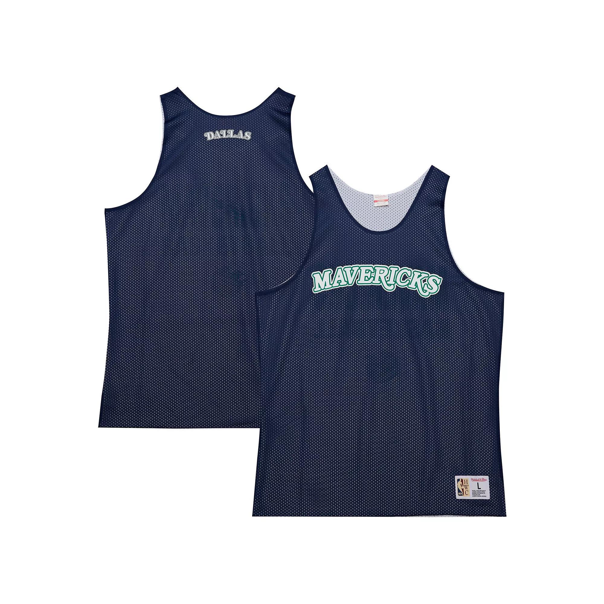 Men's Mitchell & Ness Navy/White Dallas Mavericks Hardwood Classics Reversible Mesh Practice Jersey, Size: Medium, Blue Product Image