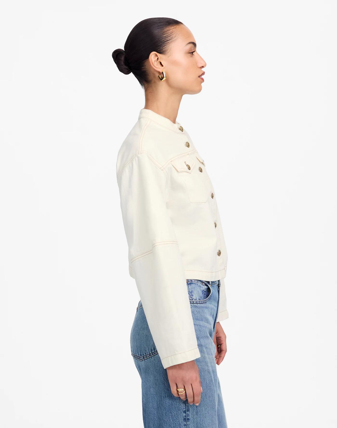 Cocoon-Sleeve Denim Lady Jacket Product Image