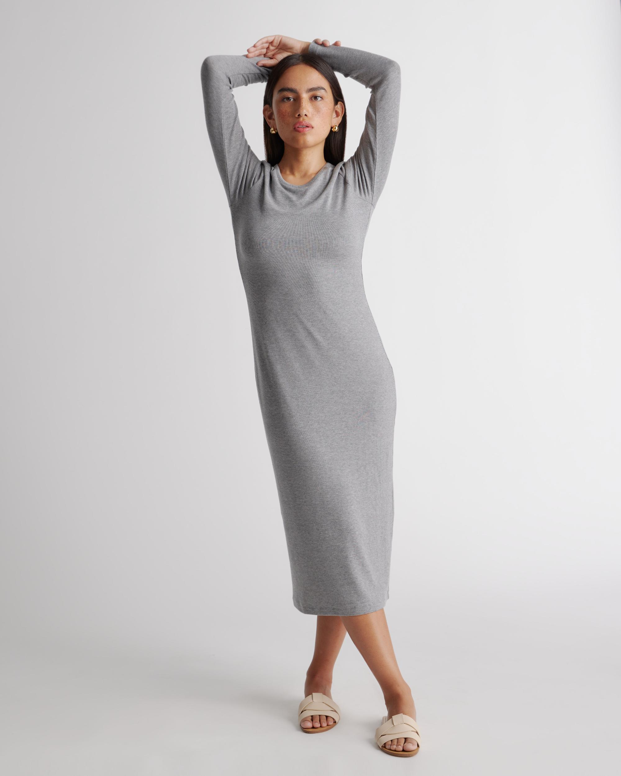 Quince | Women's Tencel Rib Knit Long Sleeve Dress Product Image
