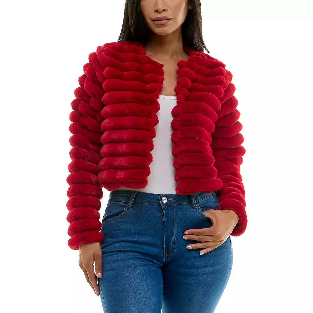 Women's Nina Leonard Long Sleeve Faux Fur Bolero,  Product Image