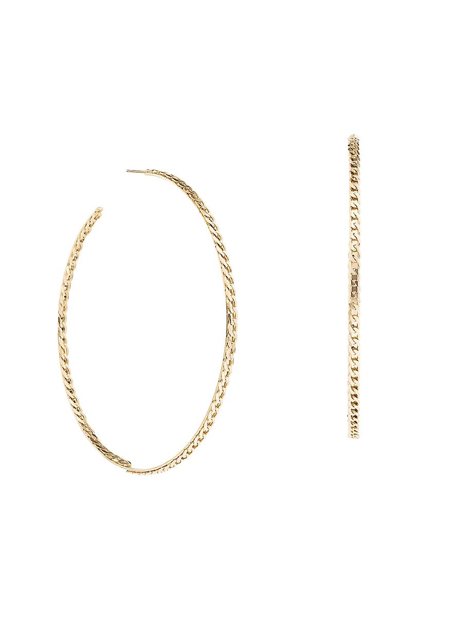 Womens 14K Yellow Gold Nude Curb Chain Hoops Product Image