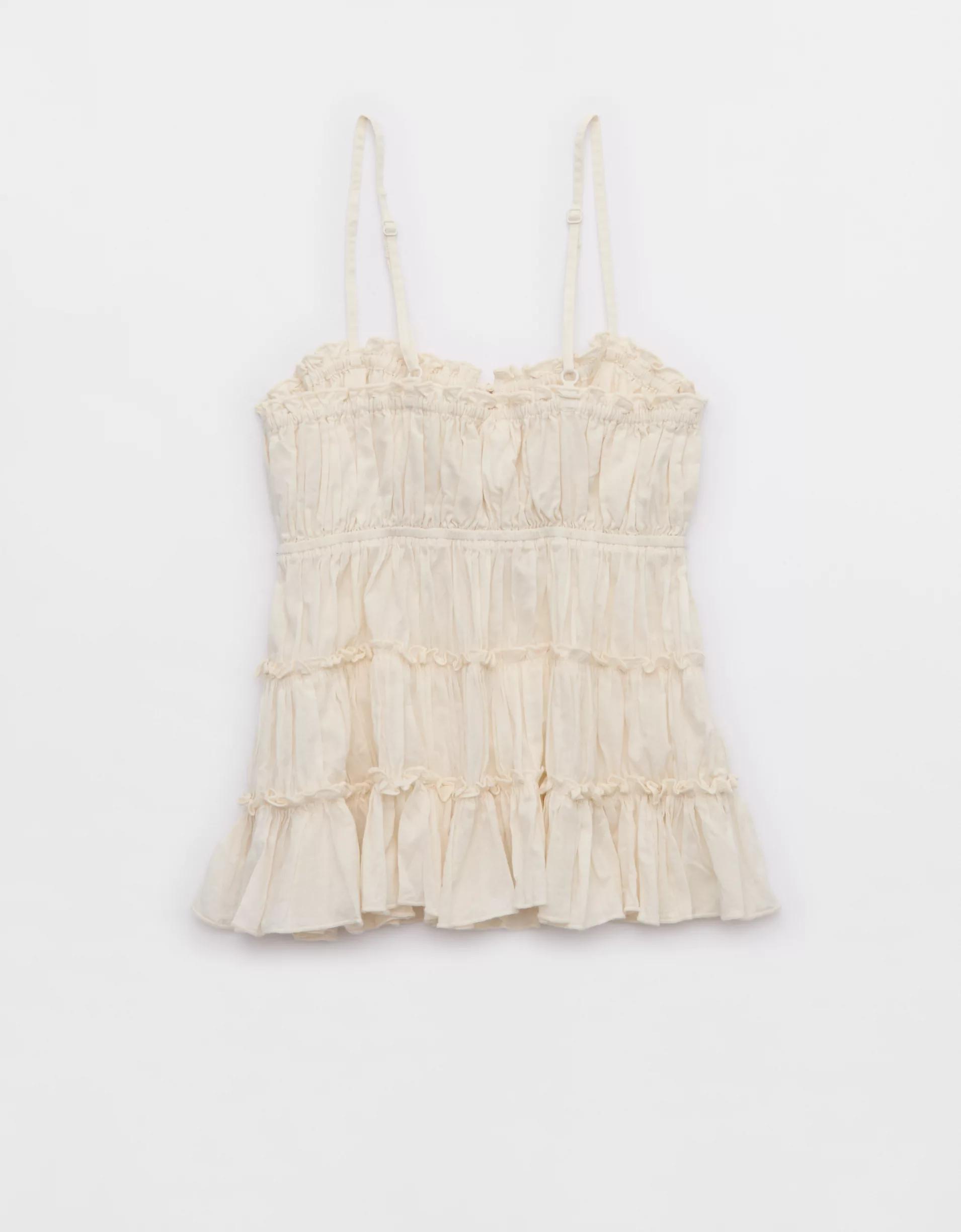 Aerie Tie Front Tiered Tank Top Women's Product Image