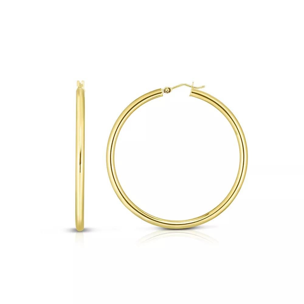 14k Gold 20 mm Round Tube Hoop Earrings, Women's Product Image