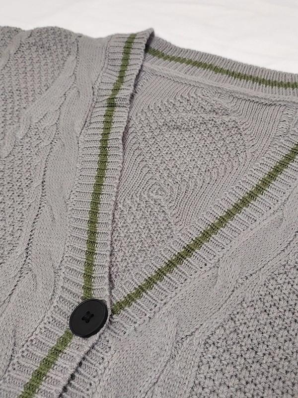 Oversize Star Embroidered Cable Knit Cardigan Product Image