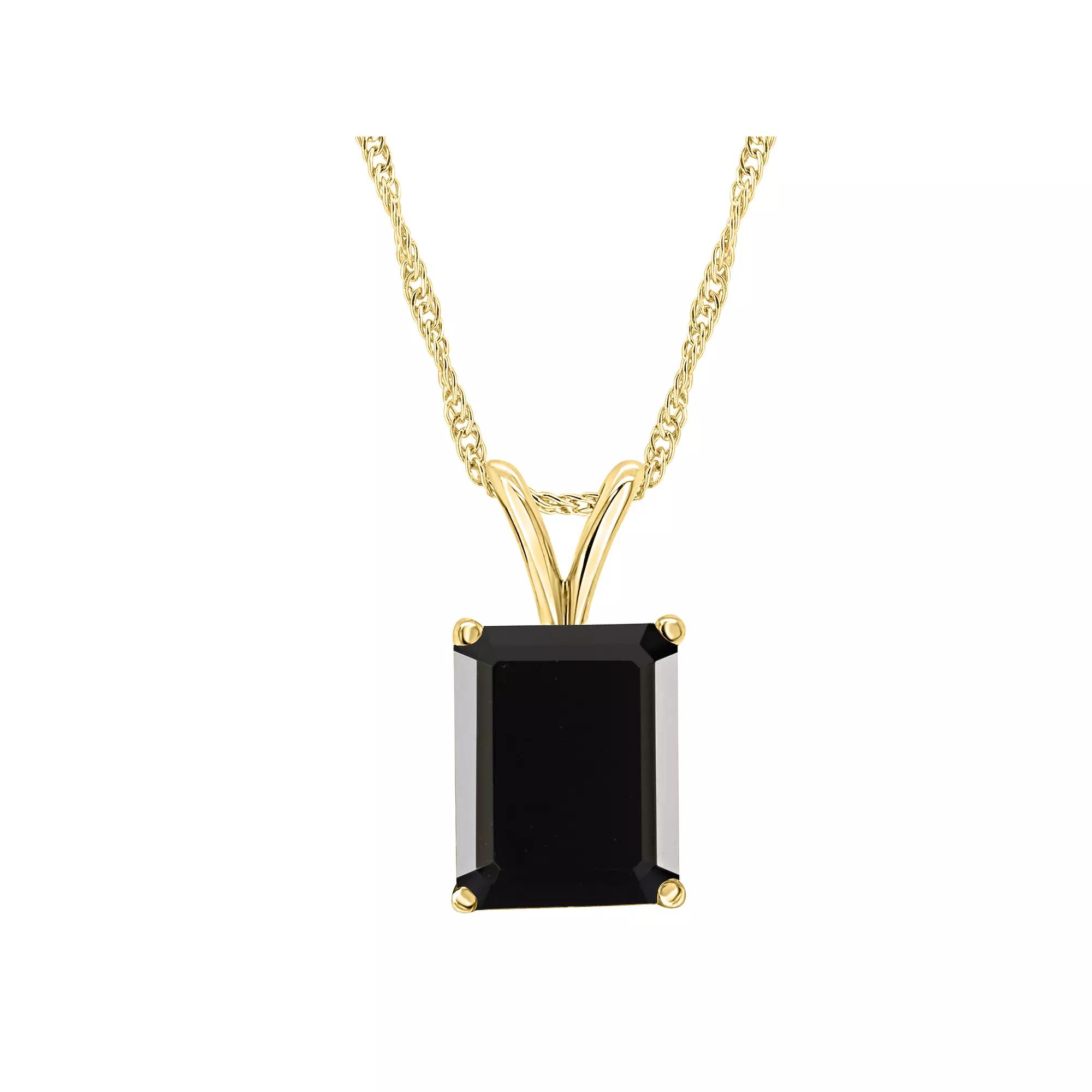 Alyson Layne Sterling Silver Emerald Cut Onyx Pendant Necklace, Women's,  Product Image