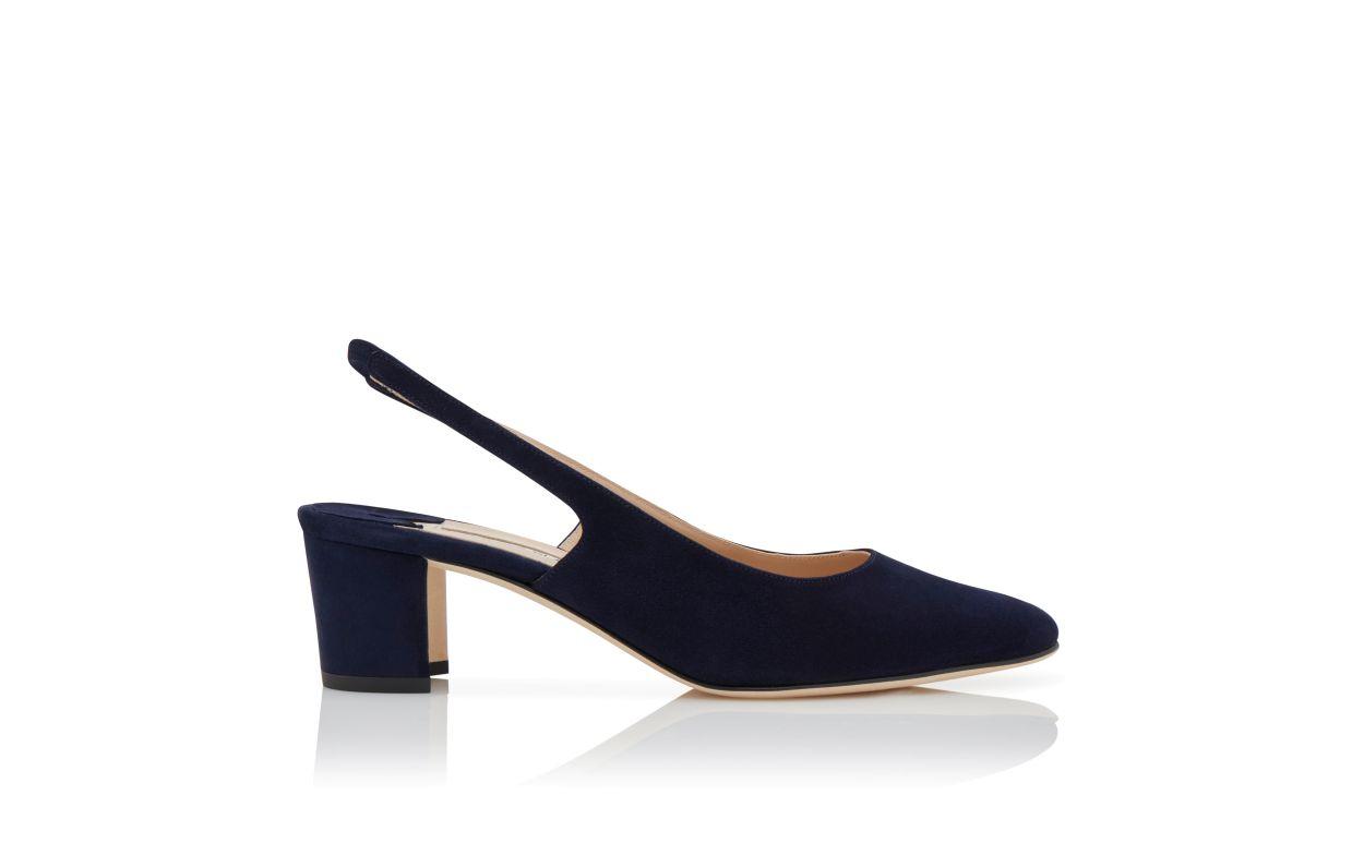 ALLURASAN Navy Blue Suede Slingback Pumps Product Image