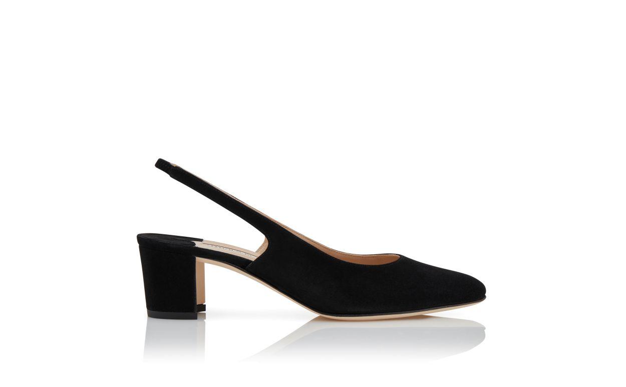 ALLURASAN Black Suede Slingback Pumps  Product Image