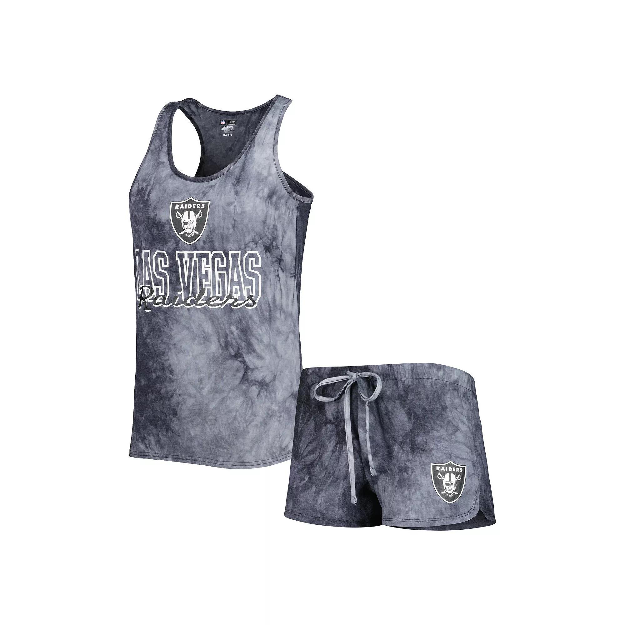 Women's Concepts Sport Charcoal Las Vegas Raiders Billboard Scoop Neck Racerback Tank Top and Shorts Sleep Set,  Product Image