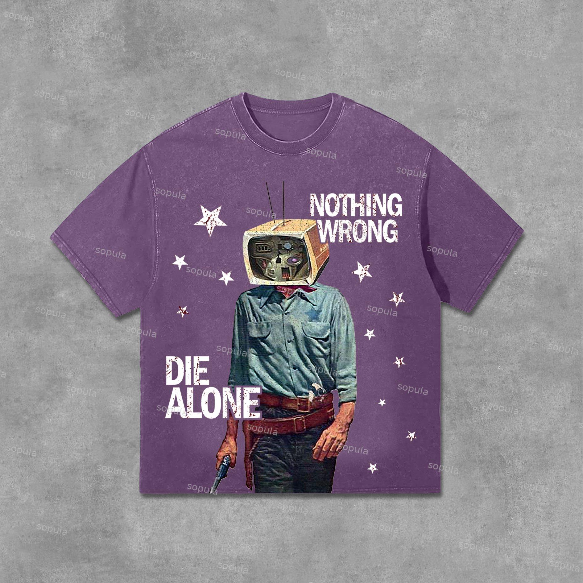 Sopula Nothing Wrong Graphic Print Acid Washed T-Shirt Product Image