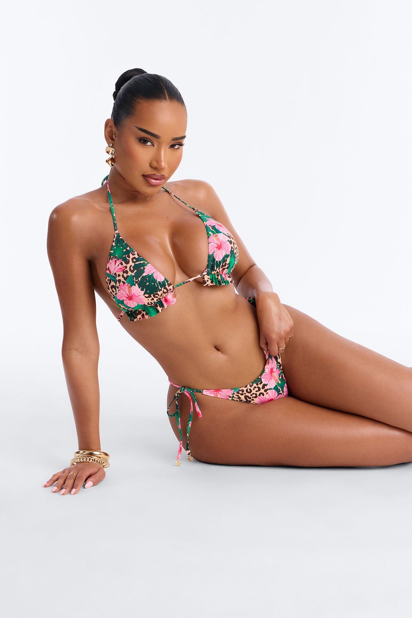 Beach Me Up 3 Piece Bikini & Mini Skirt Set - Green/combo Female Product Image
