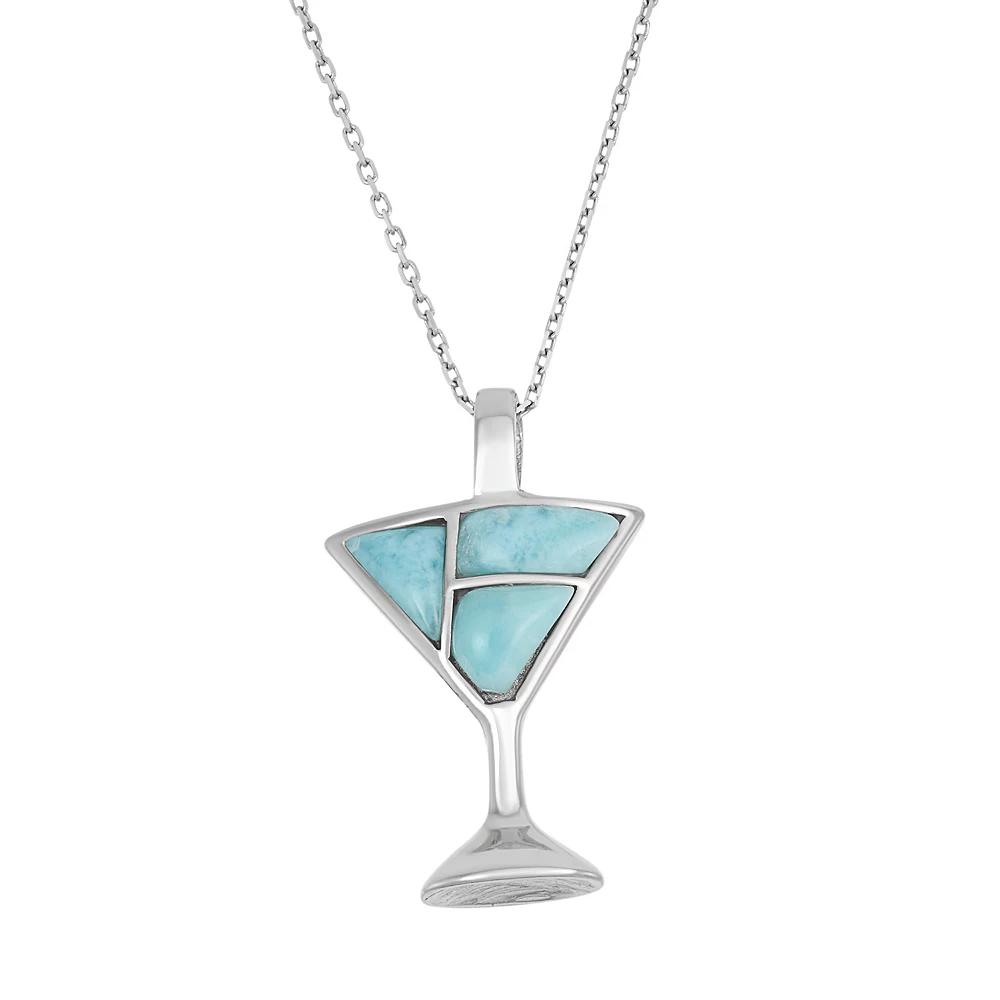 Larimar Sterling Silver Martini Glass Pendant Necklace, Women's, Size: 18", Blue Product Image