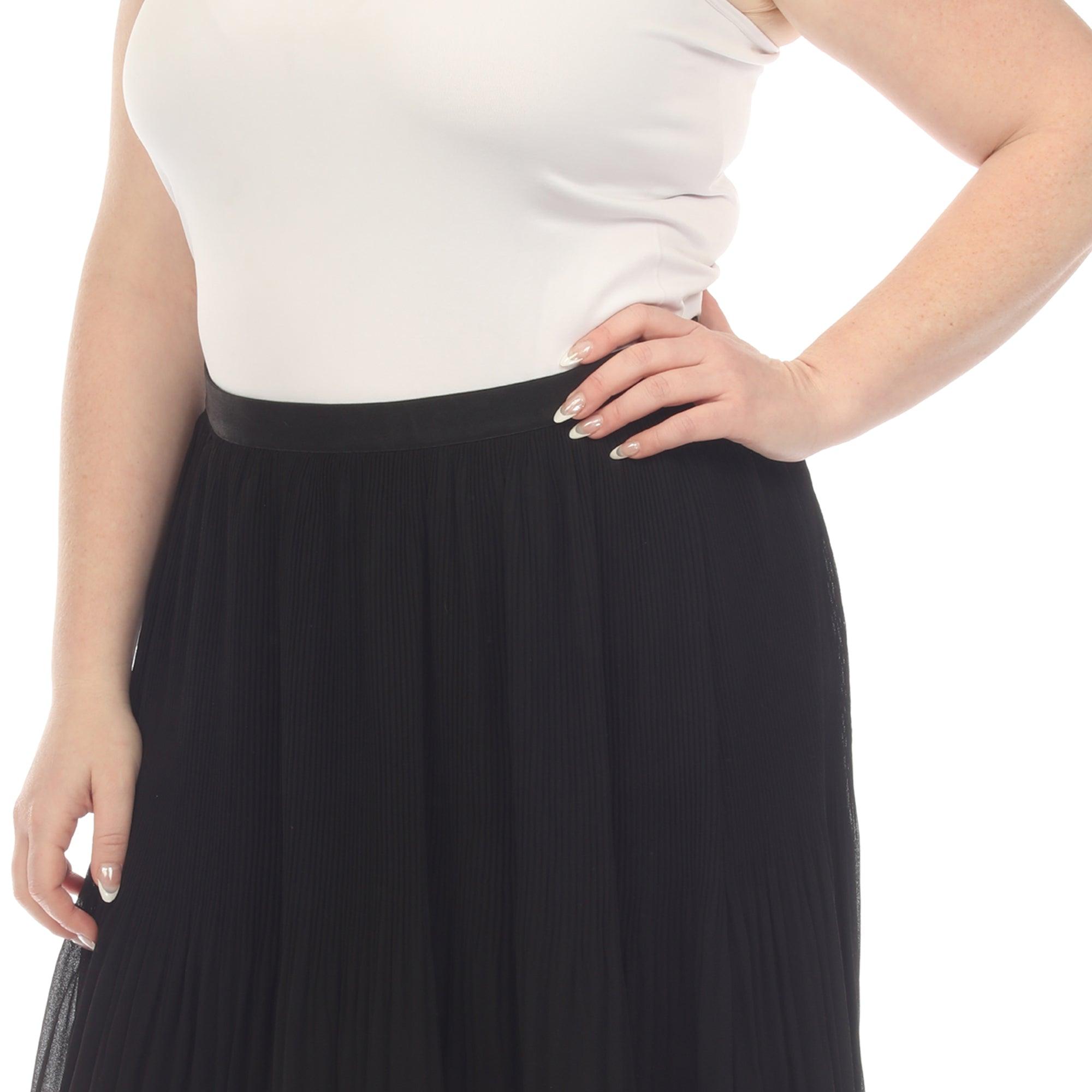 Plus Size Pleated Chiffon Midi Skirt Product Image