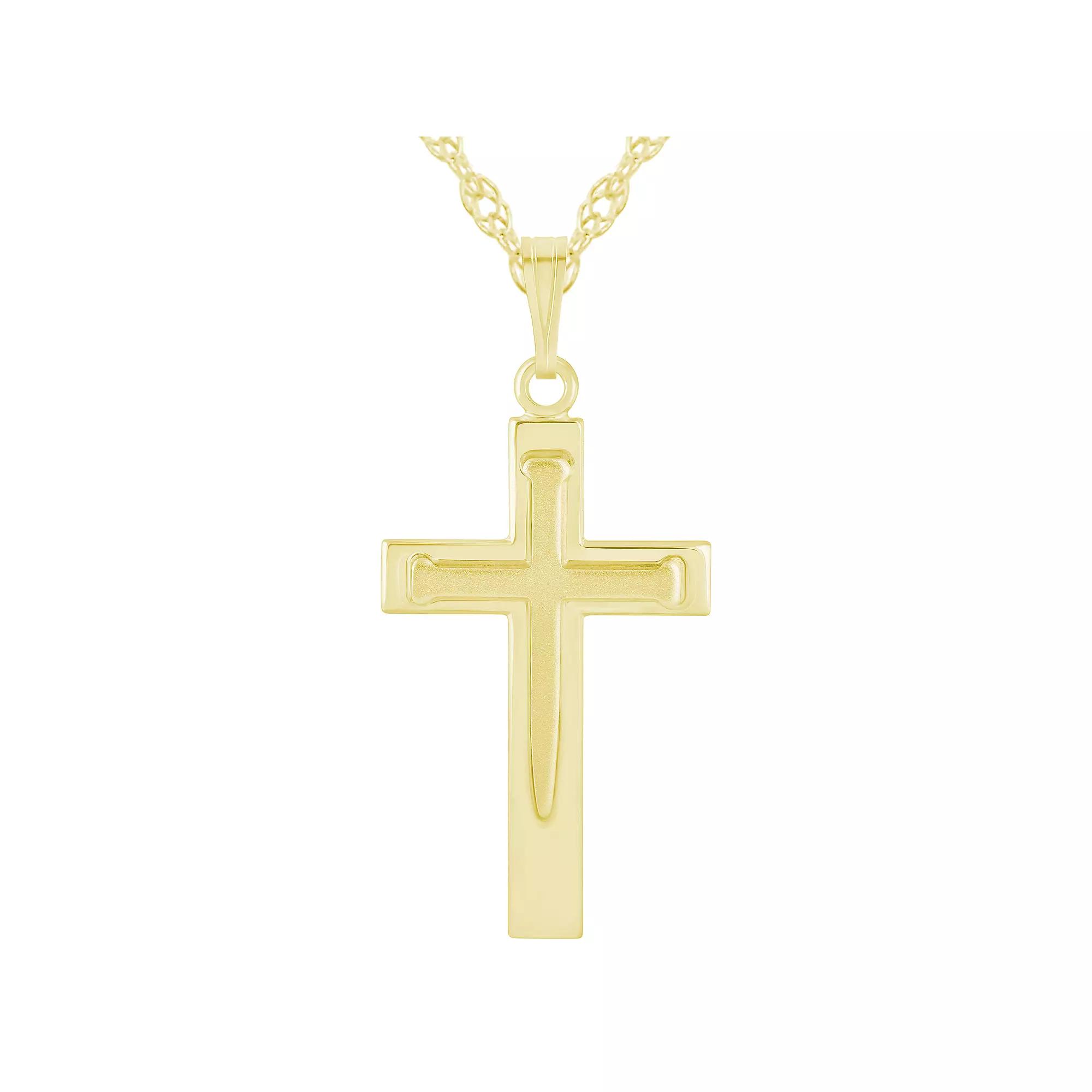 14k Gold Over Silver Cross Pendant Necklace, Women's, Size: 18", Gold Tone Product Image